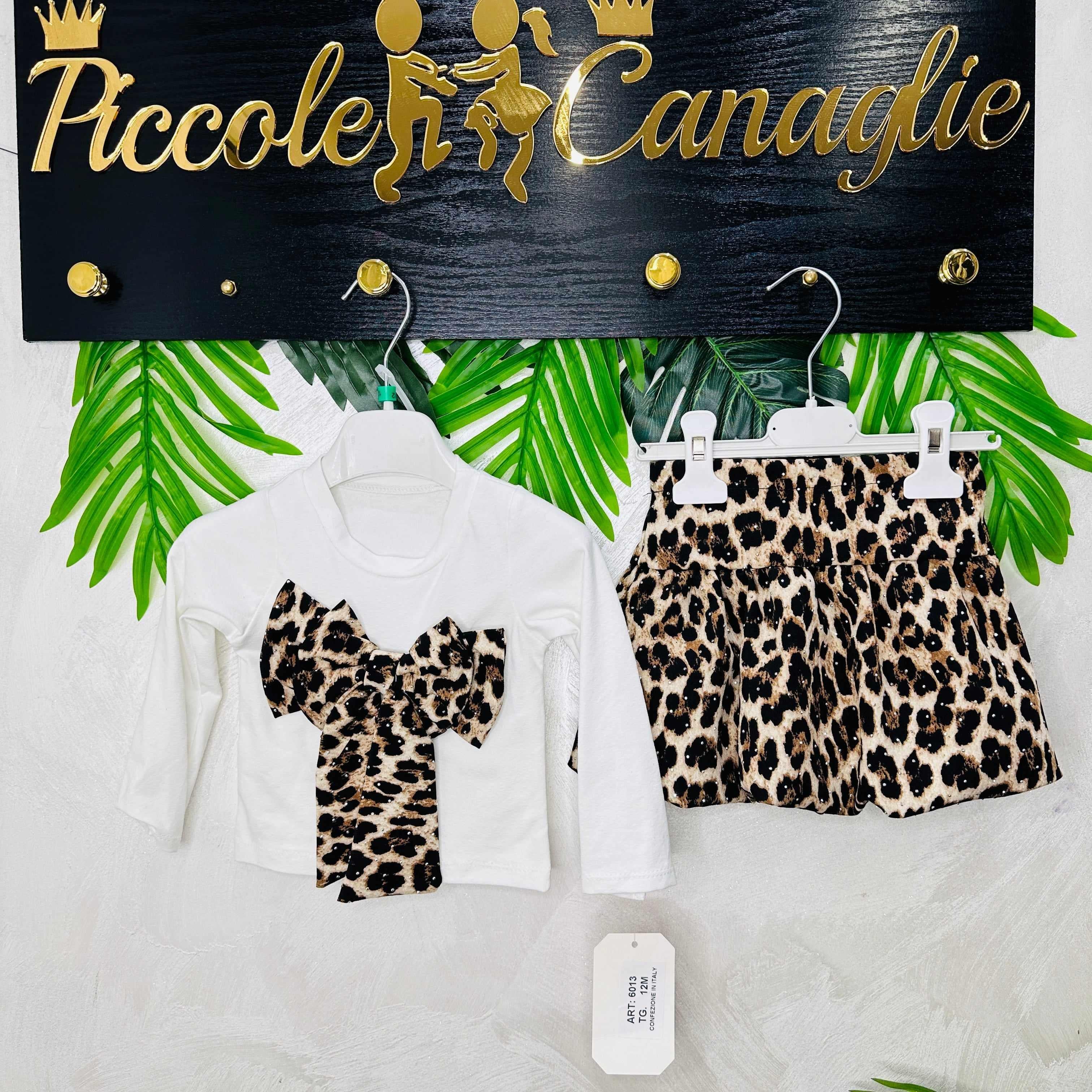 Completo Fiocco Leopardo Bianco