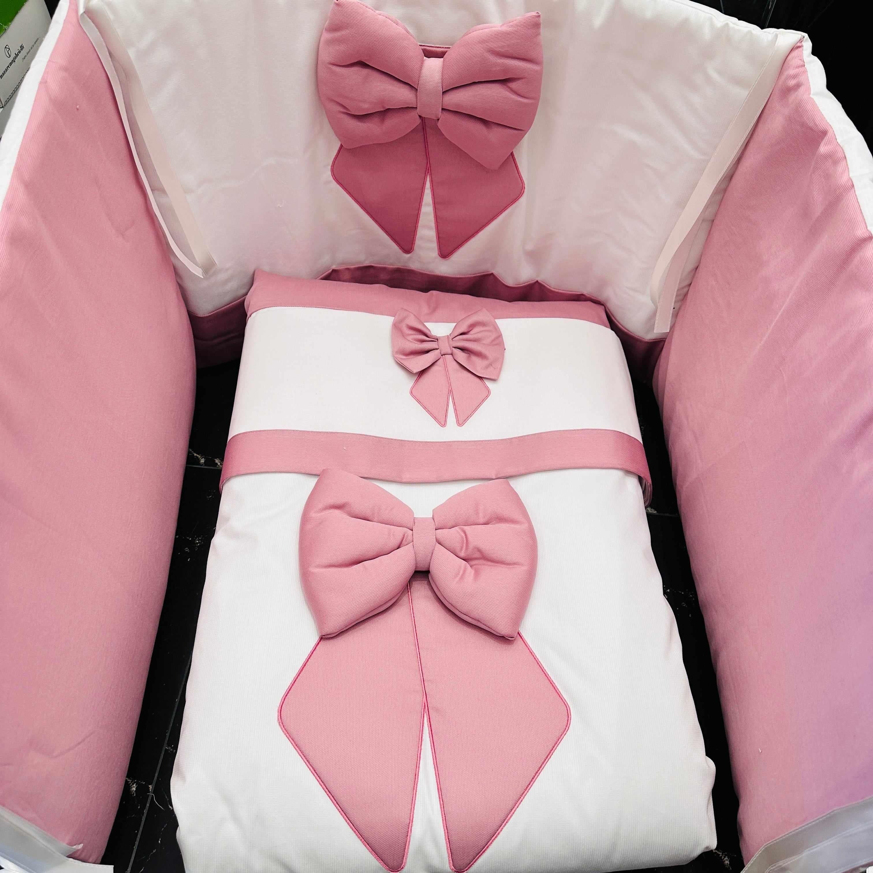 Set completo Culla Fiocco Rosa Antico