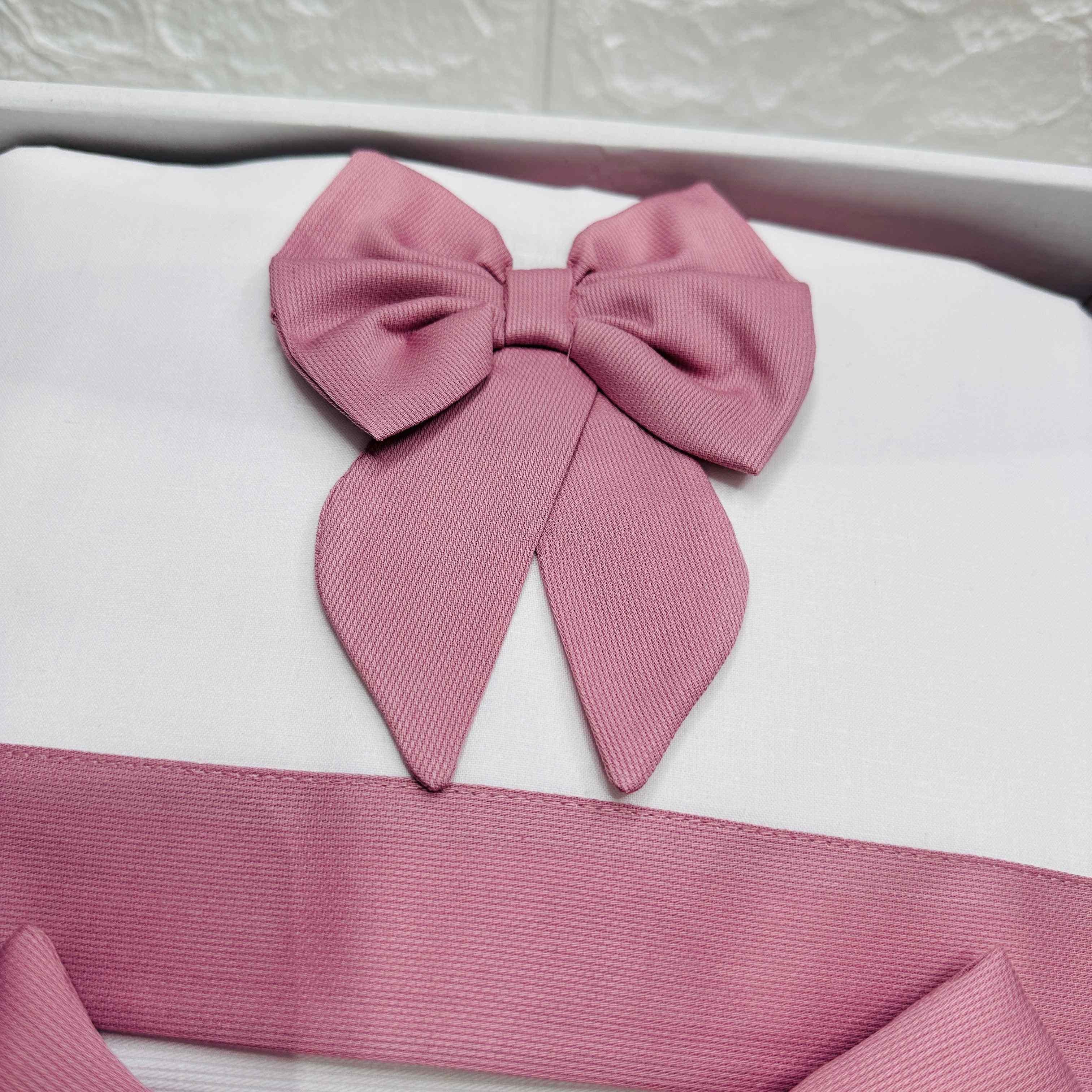 Set Nascita in Ciniglia Fiocco Rosa Antico