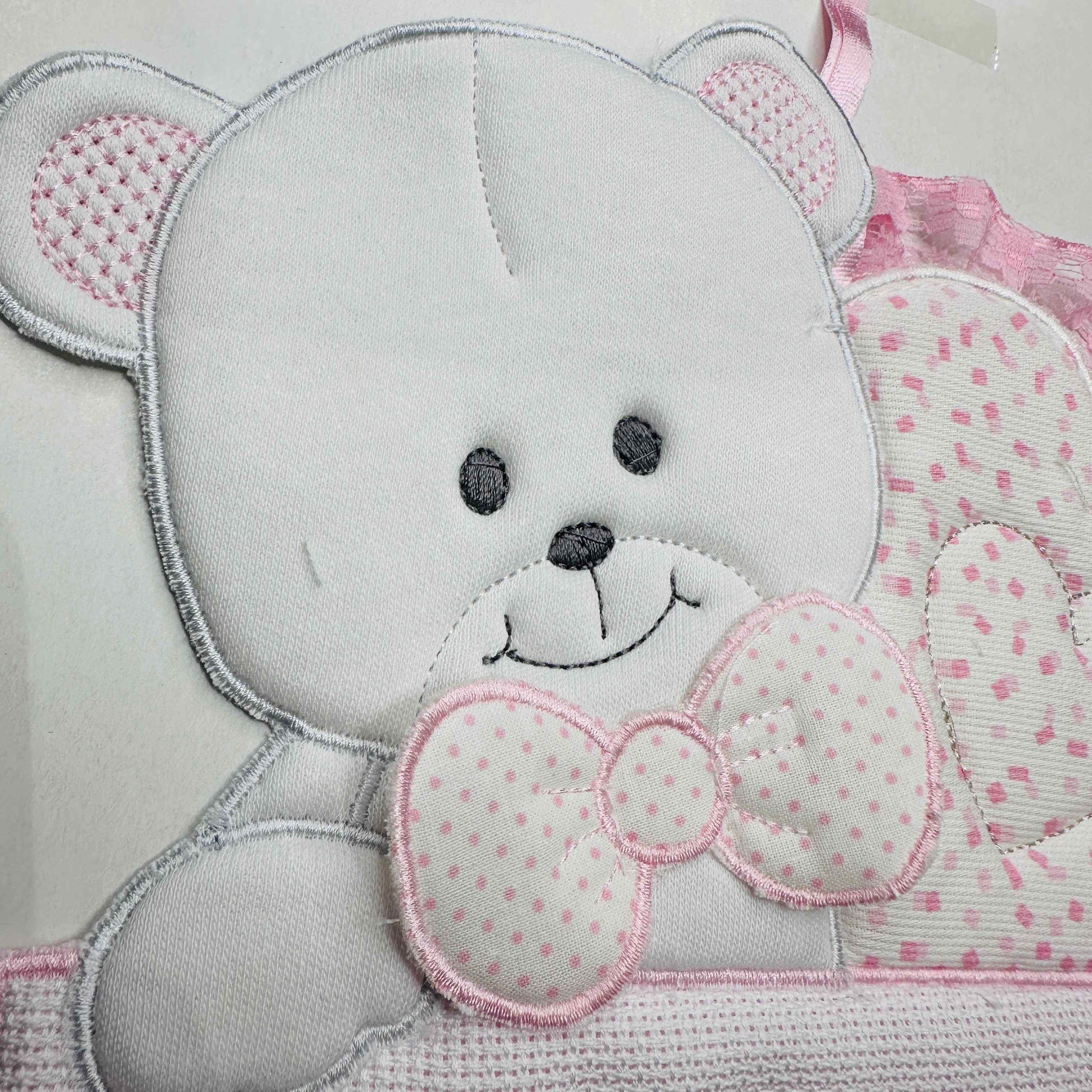 Fiocco nascita Orso culla rosa dim.25x30