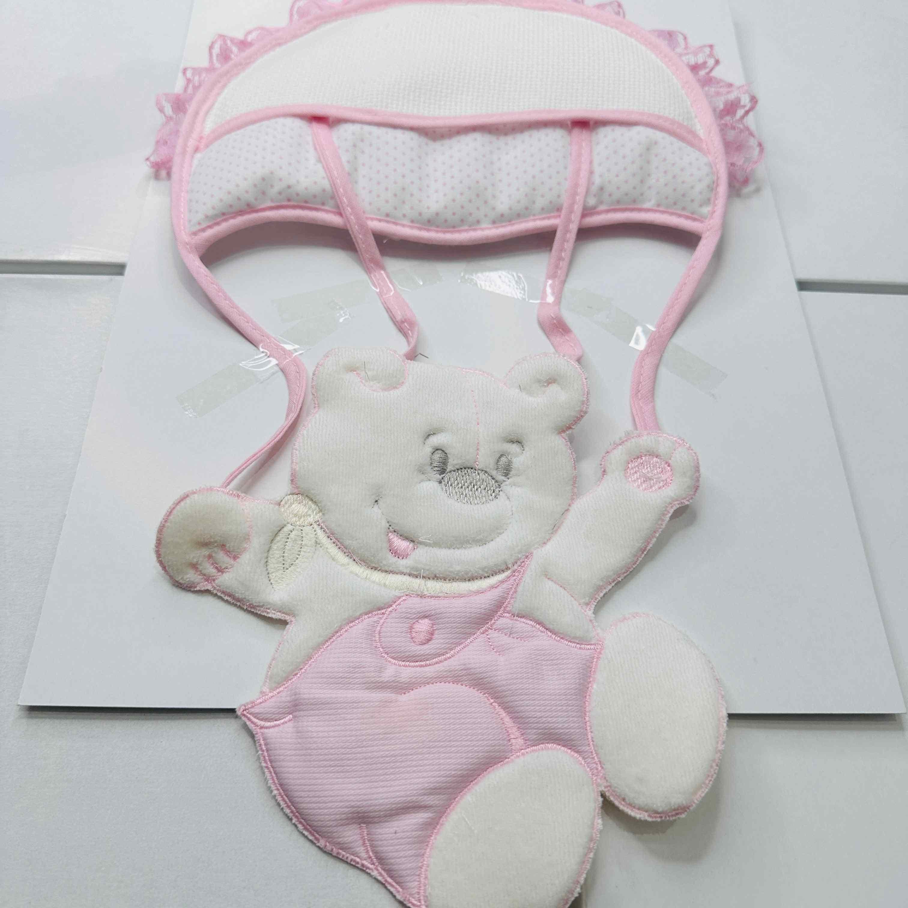 Fiocco nascita Orso mongolfiera rosa dim.25x30