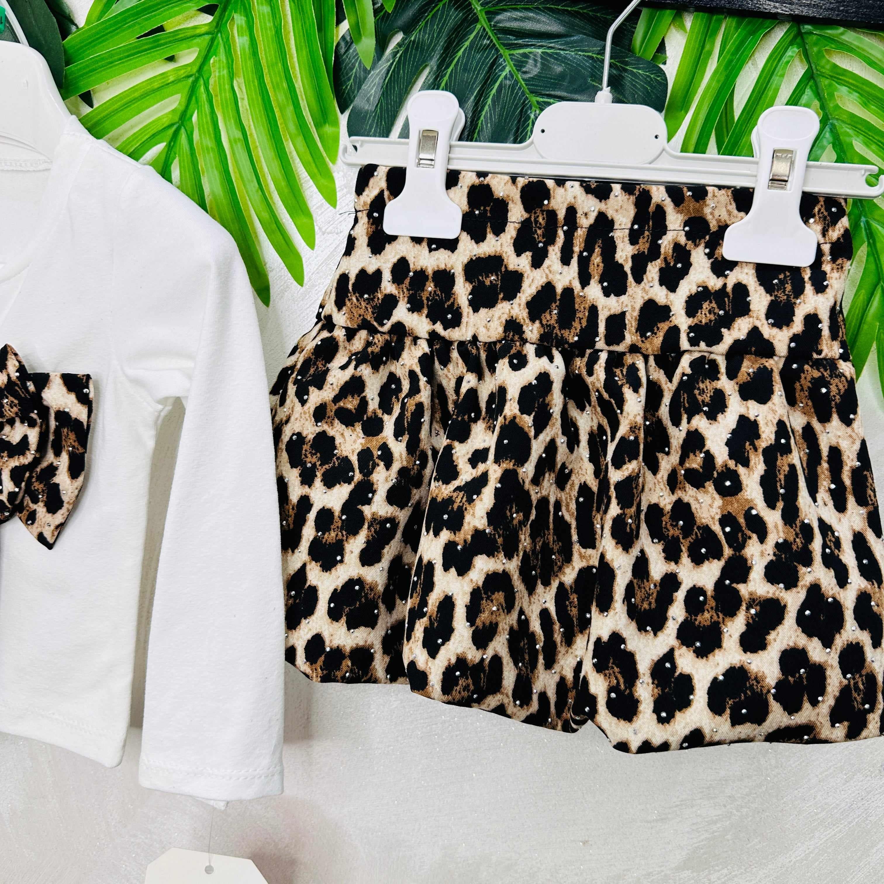 Completo Fiocco Leopardo Bianco