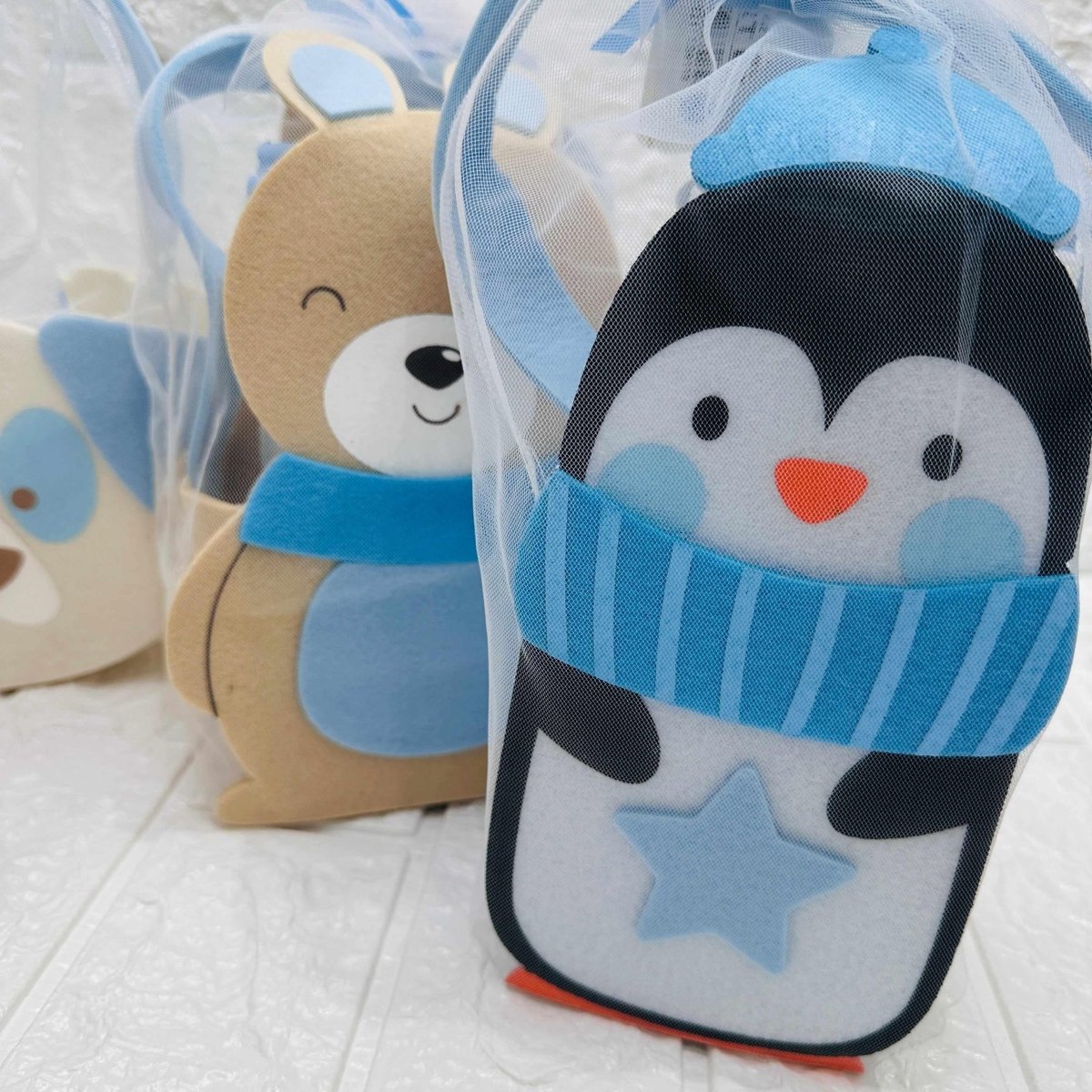 Accappatoio Triangolo dim 65x70 con Borsetta Celeste - Piccole Canaglie - PC21940