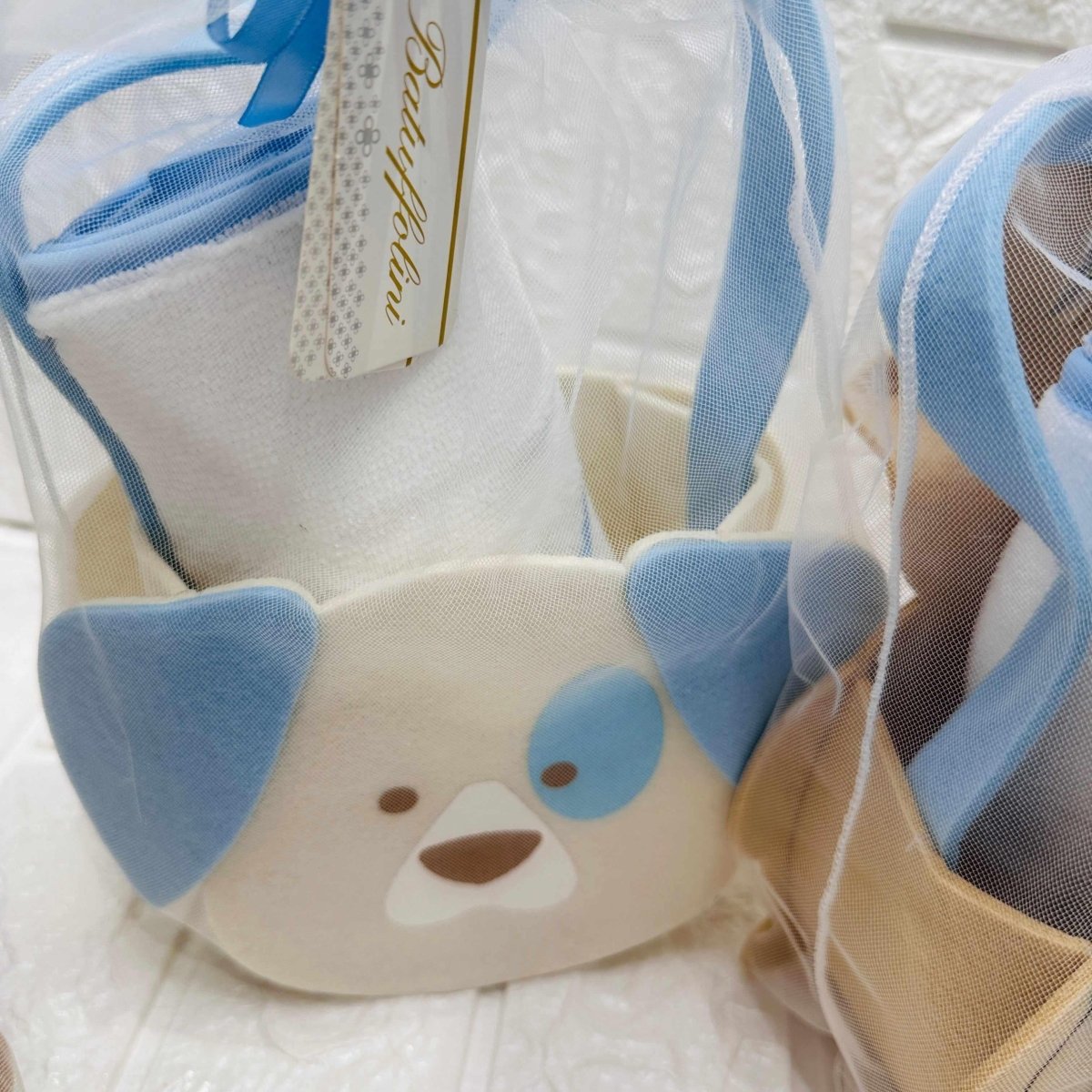 Accappatoio Triangolo dim 65x70 con Borsetta Celeste - Piccole Canaglie - PC21940