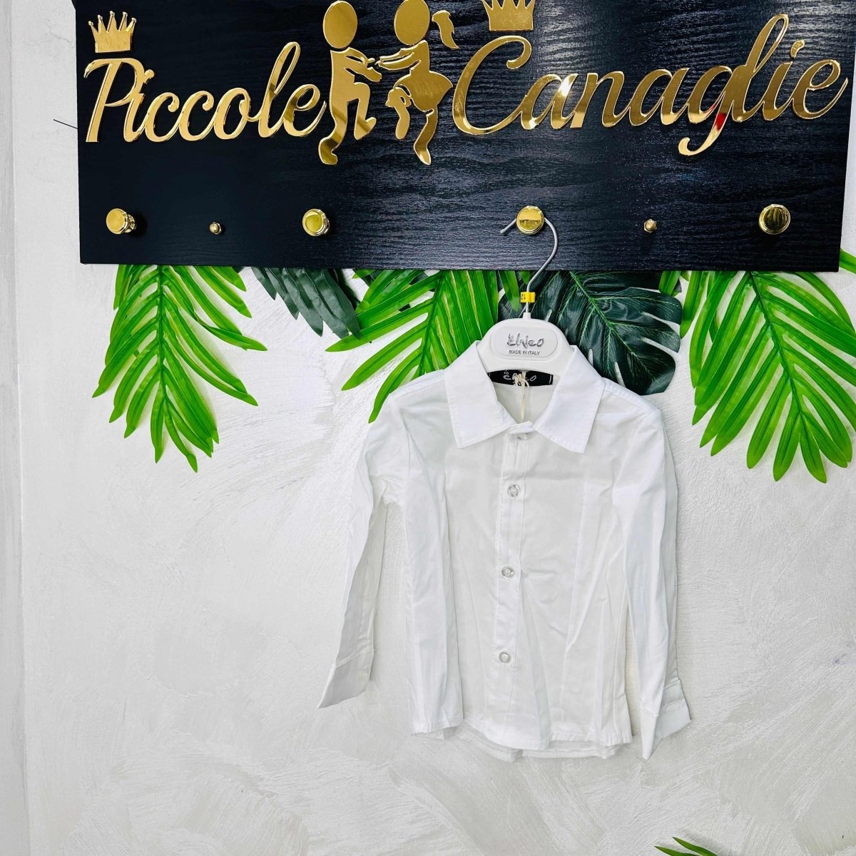 Camicia bianca cotone mesi - Piccole Canaglie - PC21777