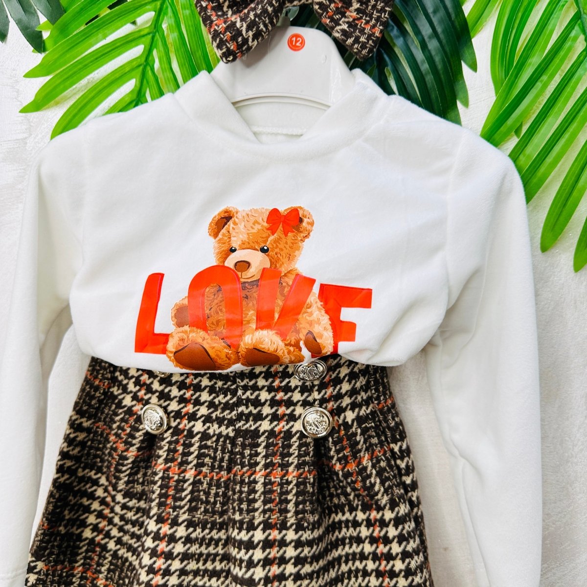 Completo Orsetta Quadro Beige - Piccole Canaglie - PC23058