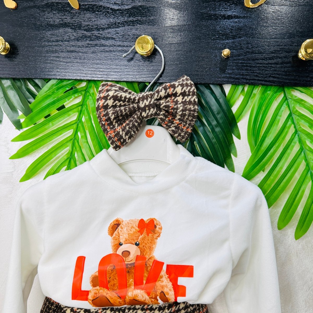 Completo Orsetta Quadro Beige - Piccole Canaglie - PC23058