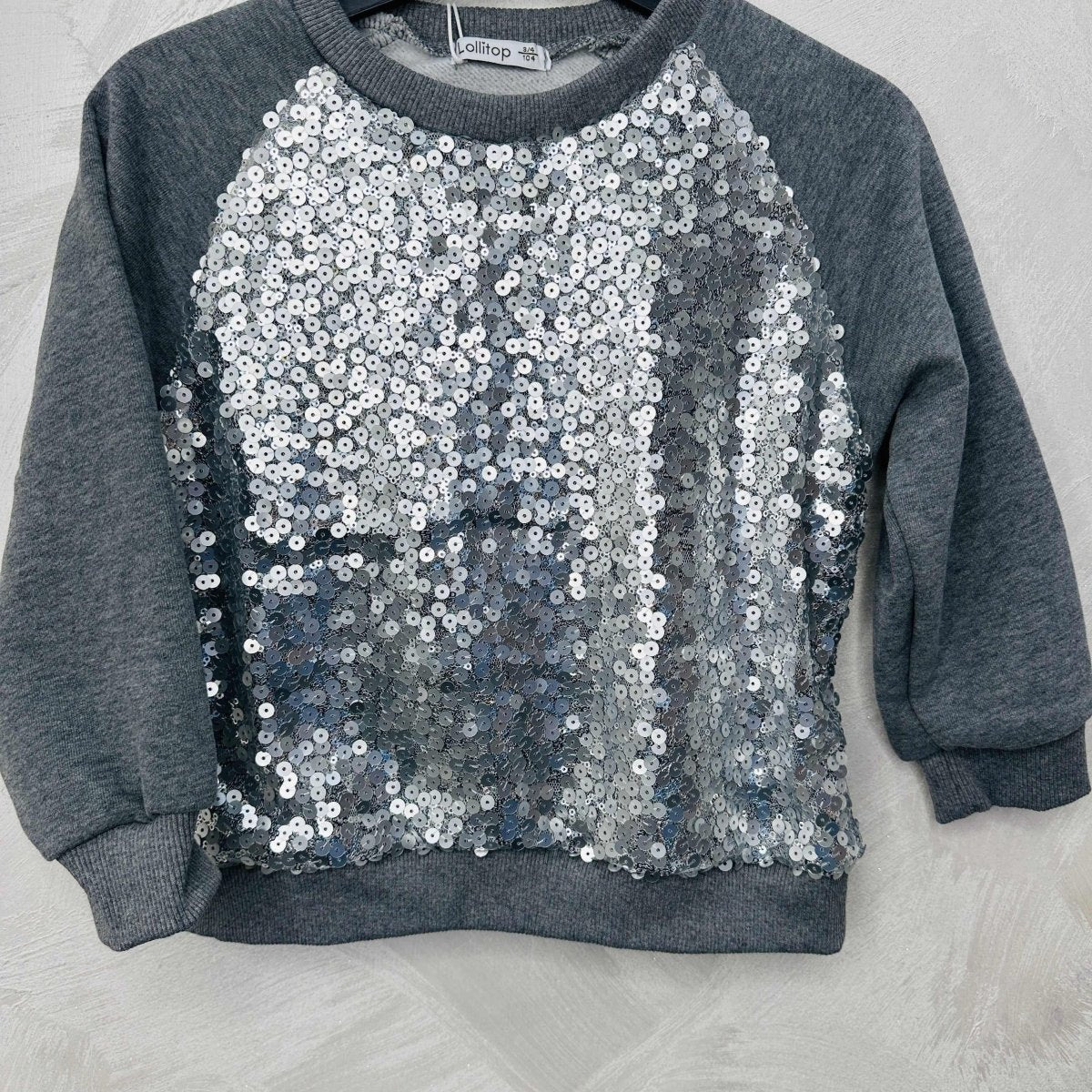 Felpa bimba paiette grigia - Piccole Canaglie - PC20391