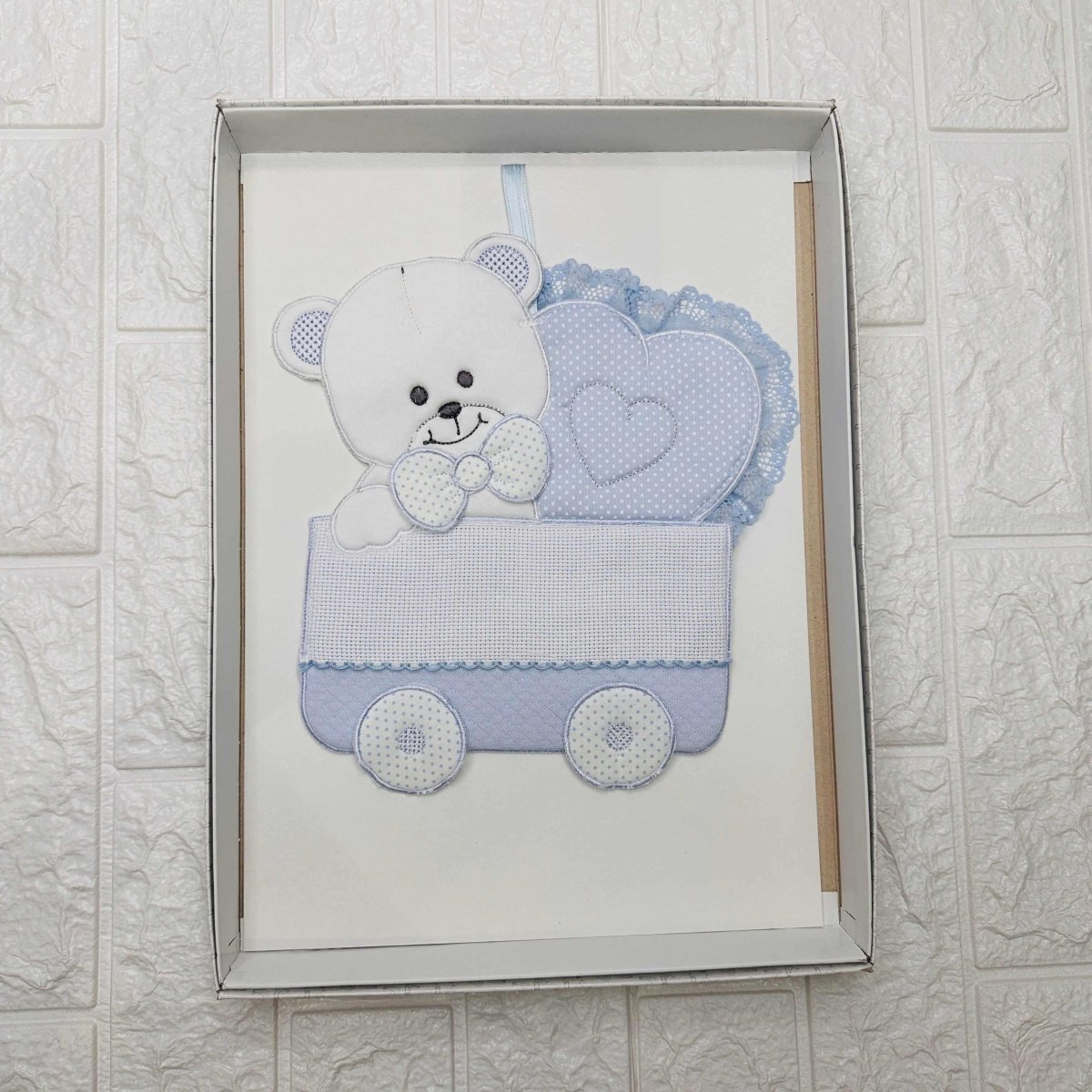 Fiocco nascita orso culla celeste dim 25x30 - Piccole Canaglie - PC21307