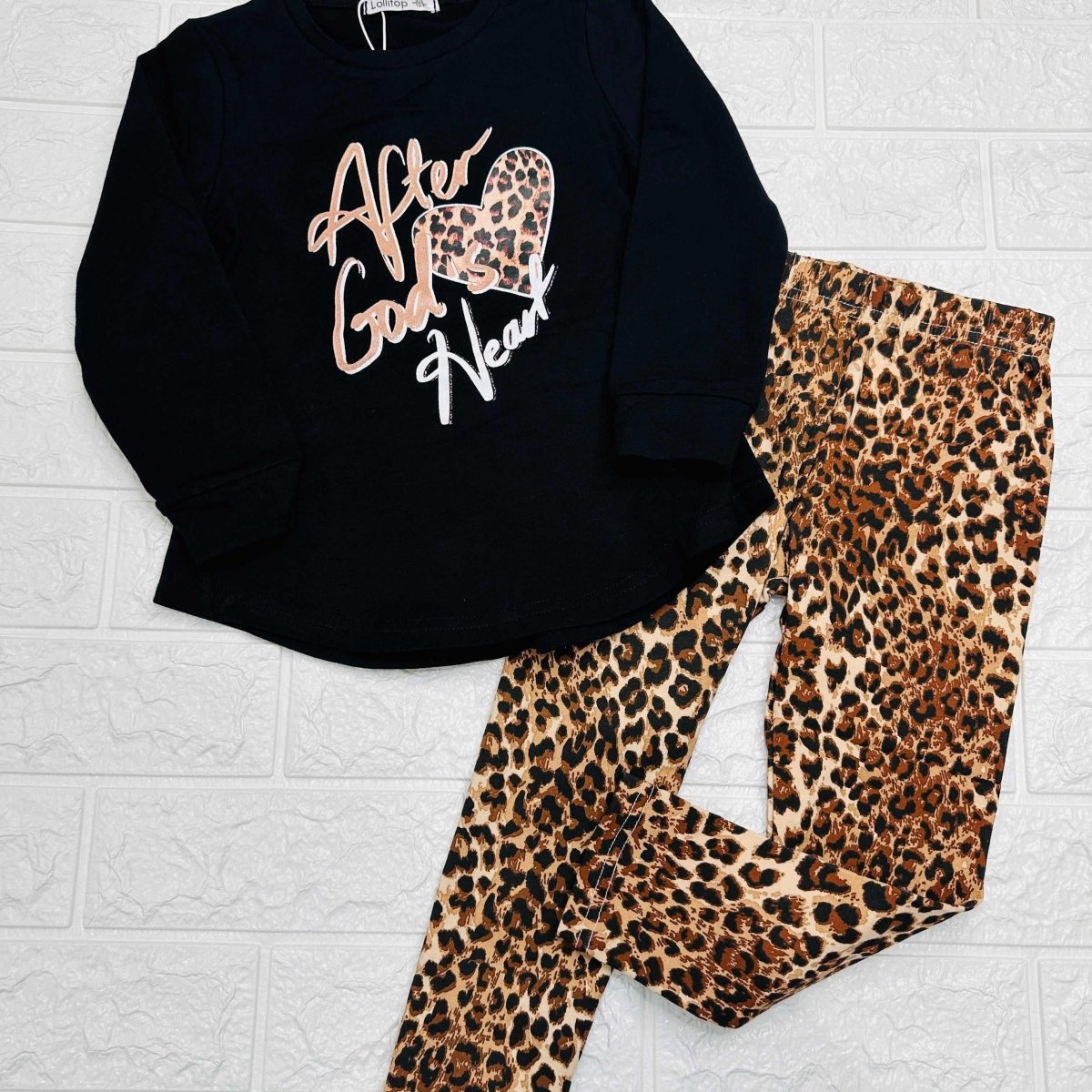 maglia e leggigs animalier nera - Piccole Canaglie - PC20562