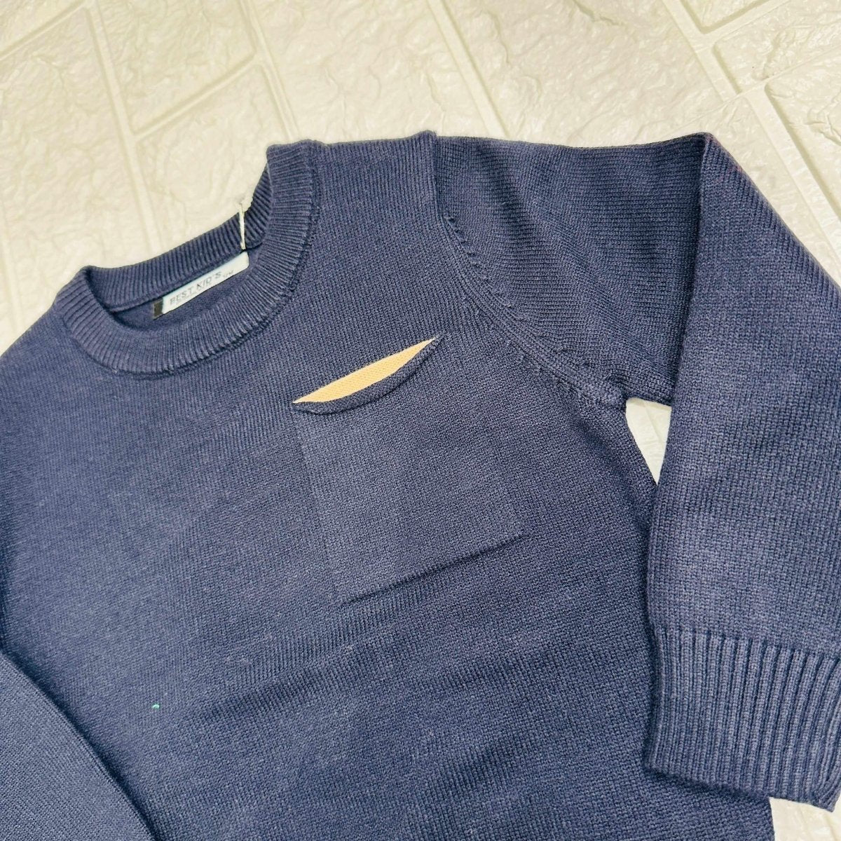 Maglioncino taschino blu - Piccole Canaglie - PC21061