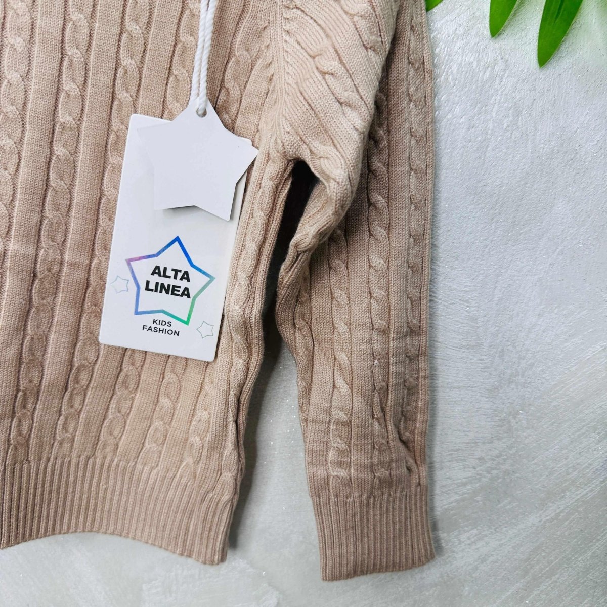 Maglioncino Treccia Begie - Piccole Canaglie - PC22111