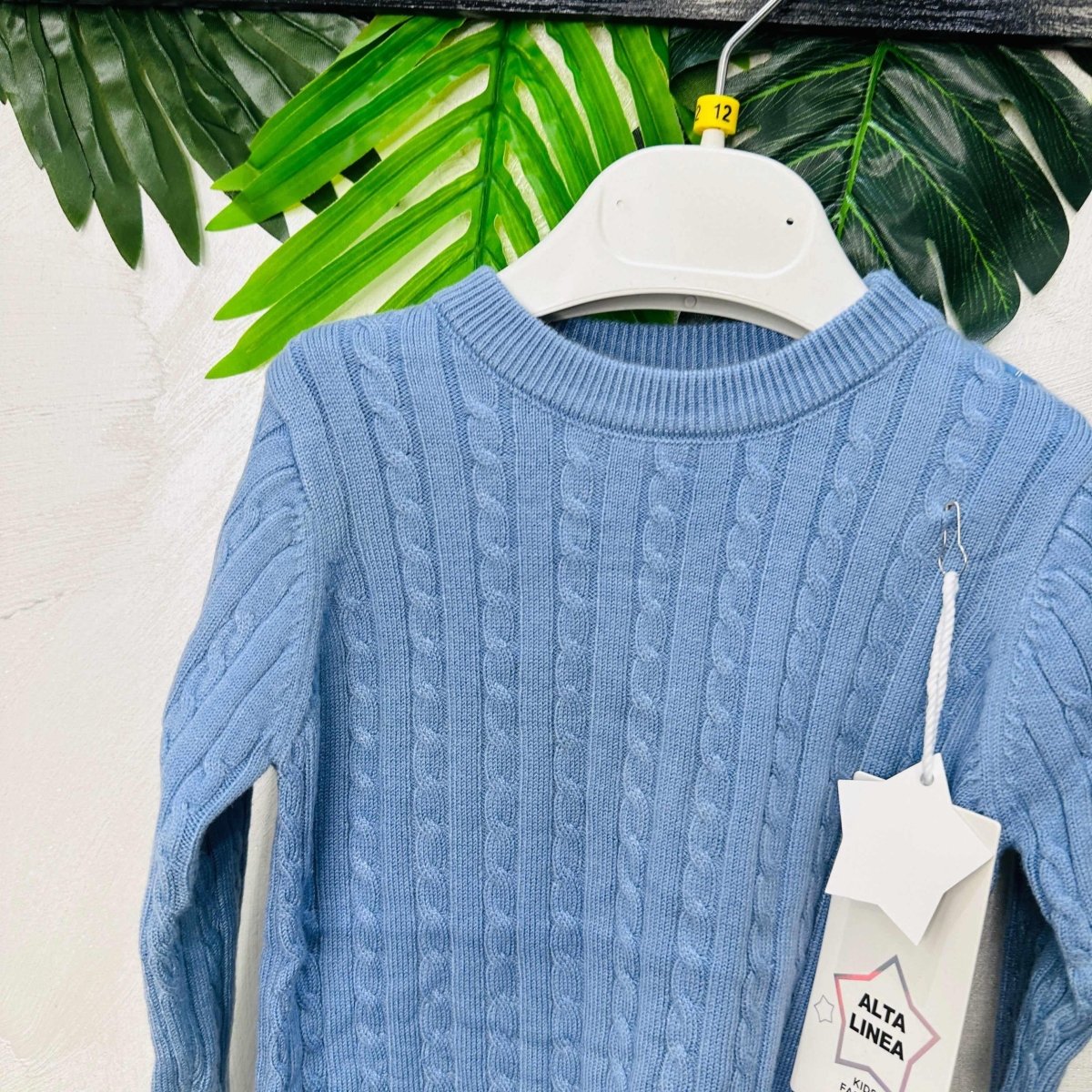Maglioncino Treccia Celeste - Piccole Canaglie - PC22121