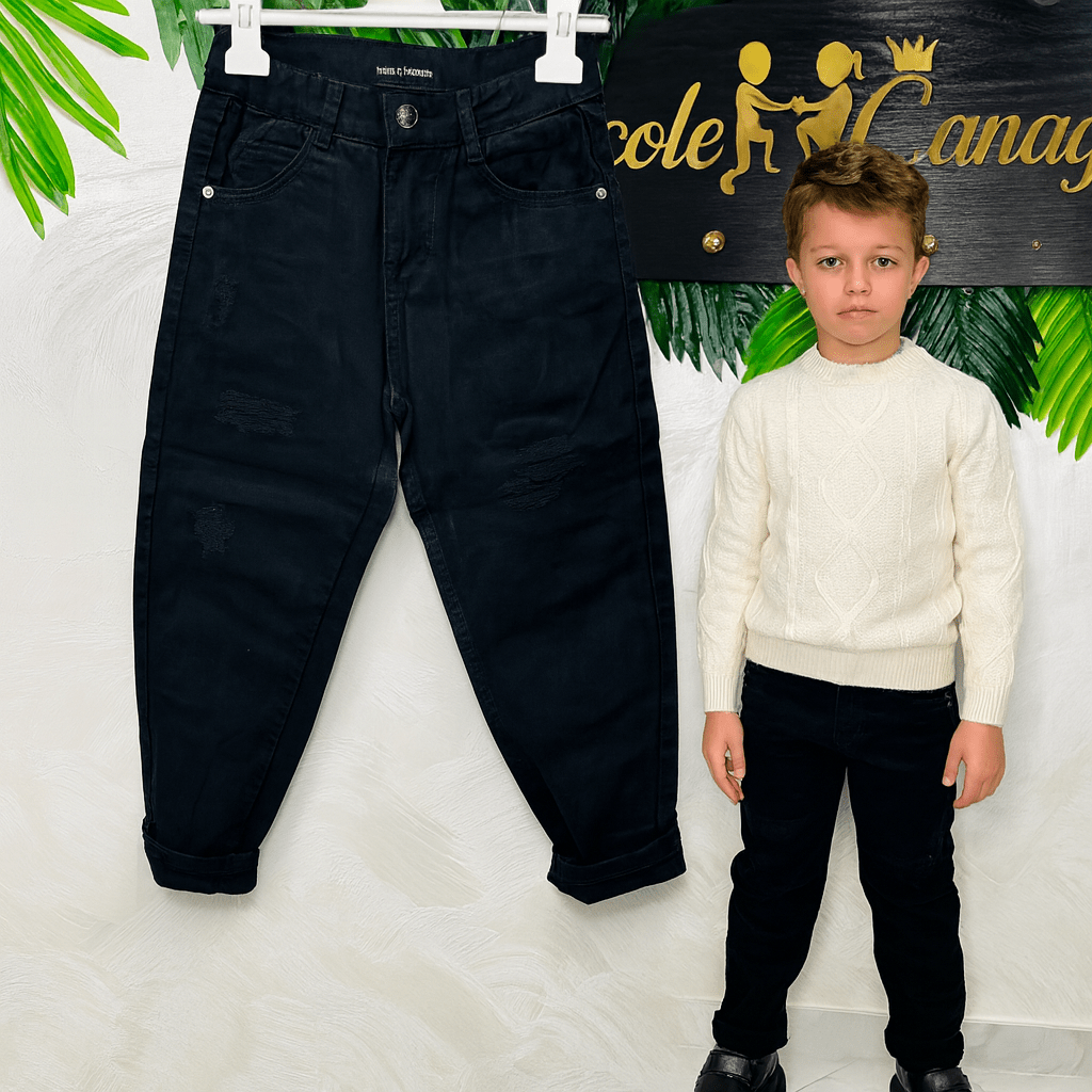 Pantalone Strappo nero - Piccole Canaglie - PC22596