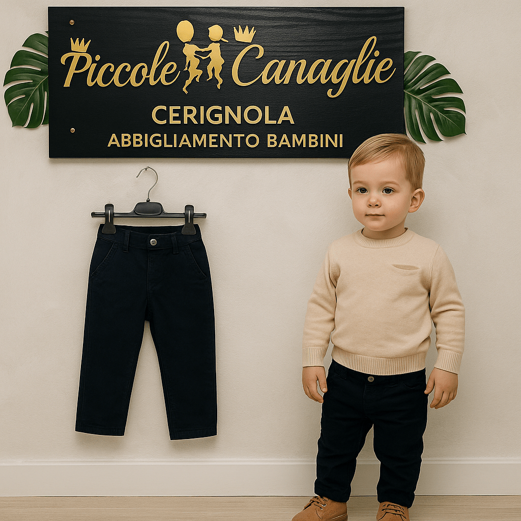 Pantalone Tasche Filo Blu mesi - Piccole Canaglie - PC22498