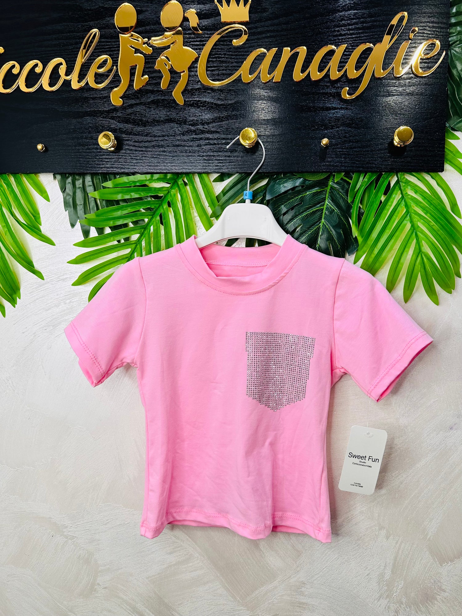 Maglia Cotone  Rosa Taschino Brillantini 26063