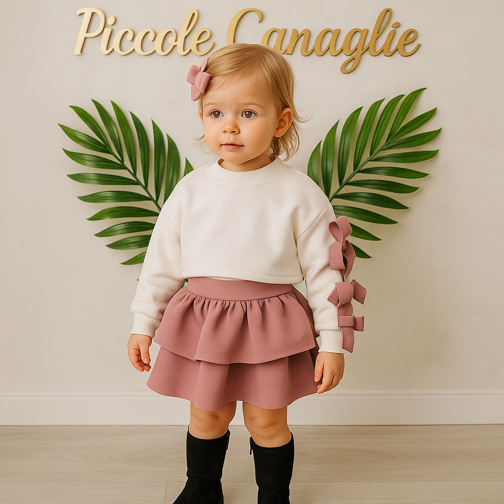 Completo fiocchetti  Rosa
