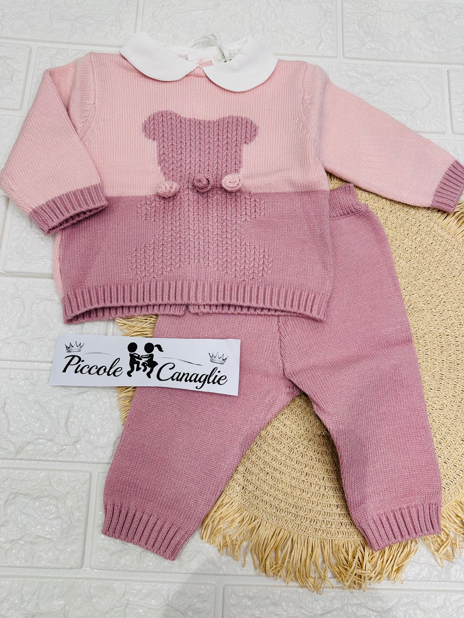 Tutina Completo Misto Lana Orsetta Rosellina Rosa/Malva W0921