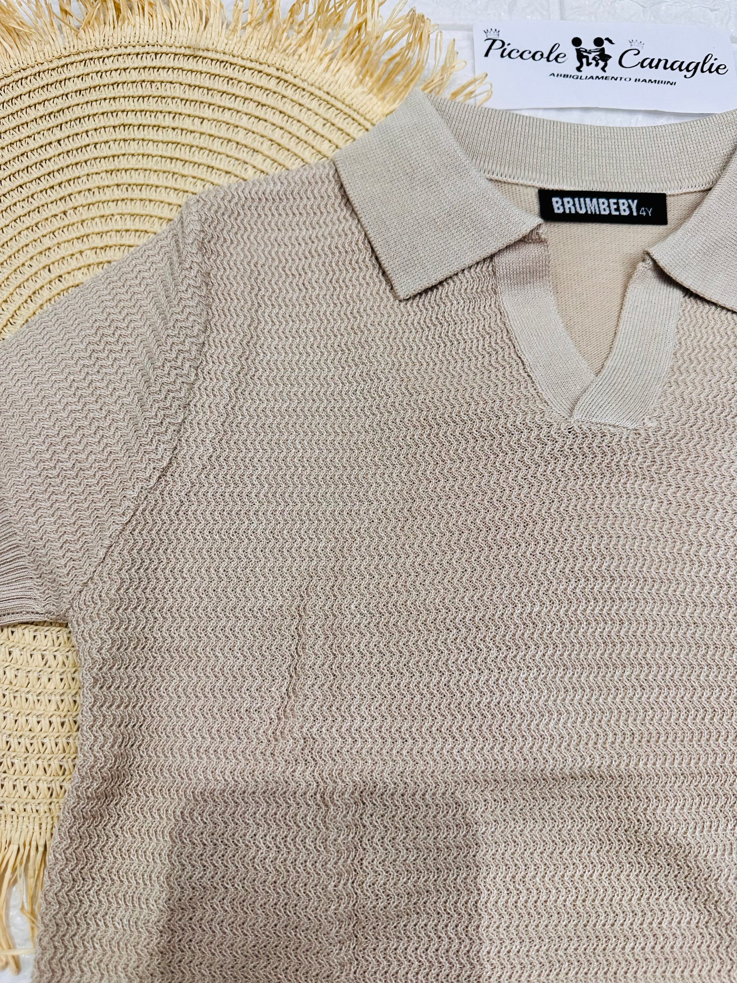 Maglia Collo A V Tortora 075