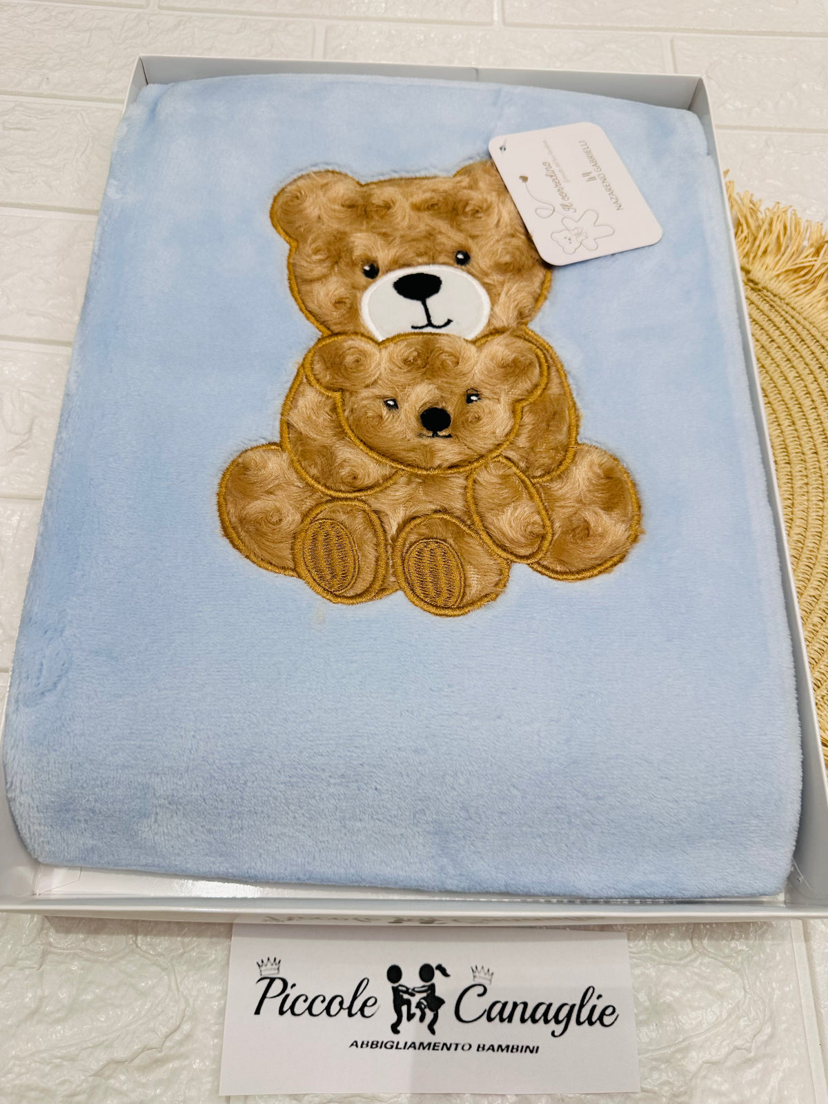 Copertina In Pile Orsetti  Nazareno Gabrielli Celeste Ng444 Dim 75x90cm