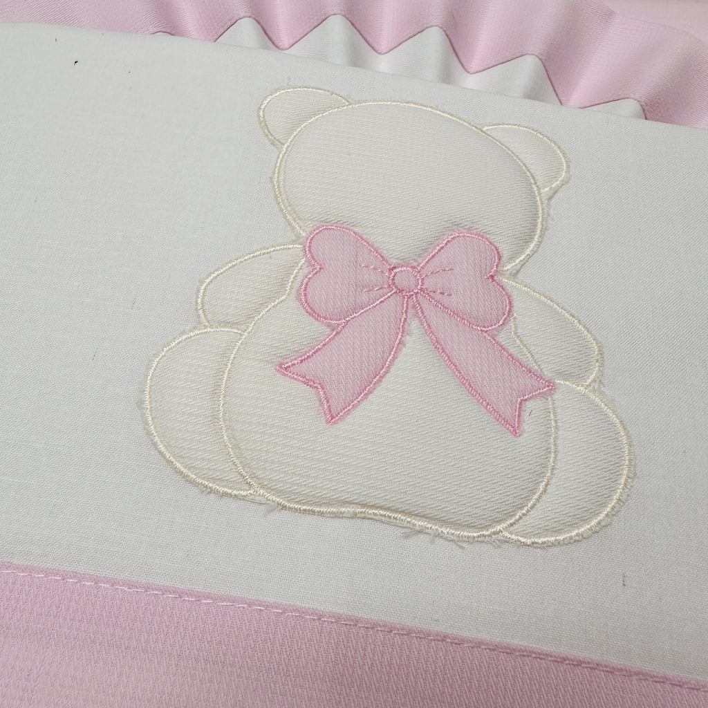 Lenzuola Culla orso fiocco rosa LL018166