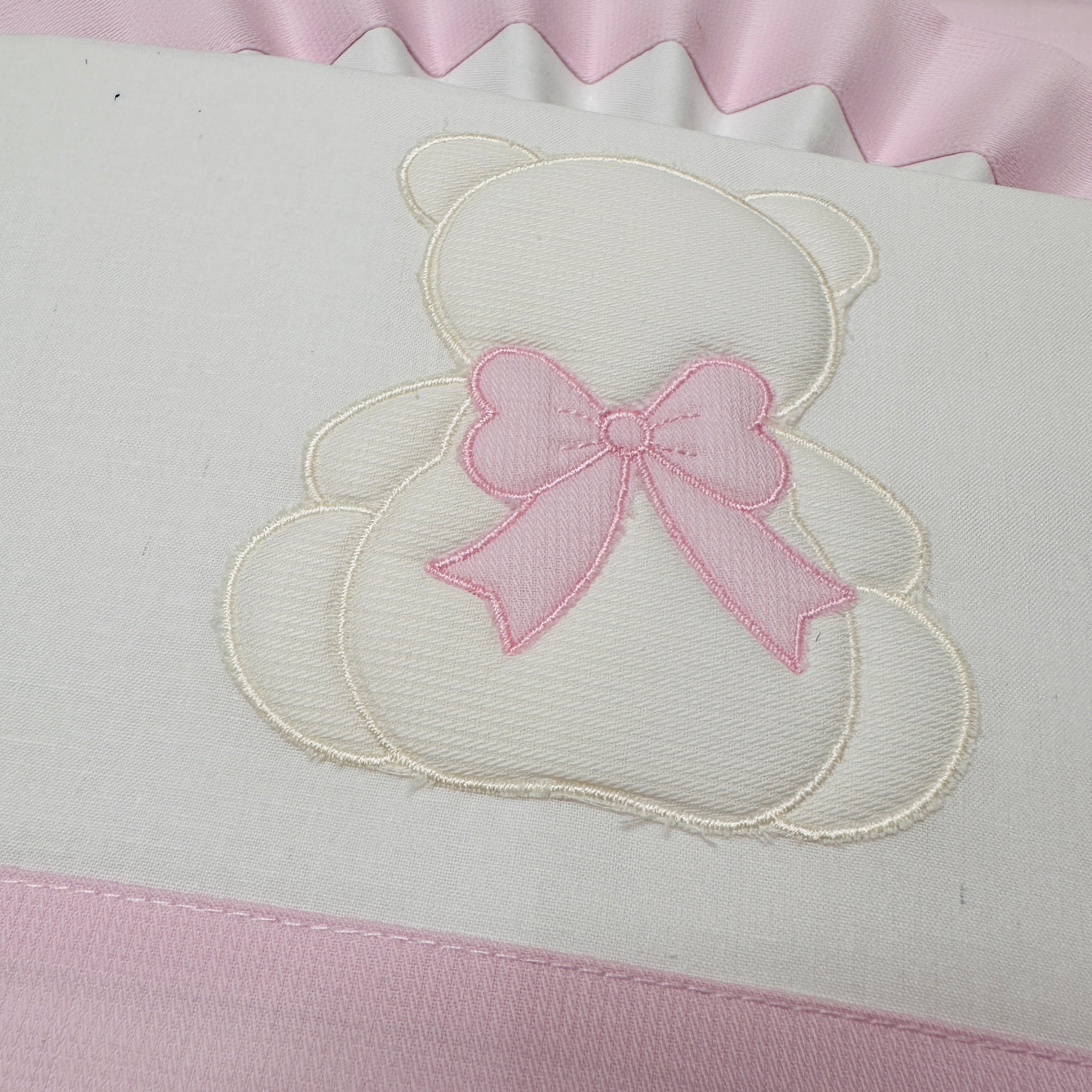 Lenzuola Culla orso fiocco rosa LL018166