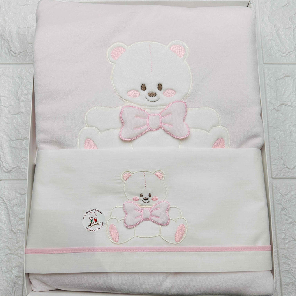 Set completo ciniglia Orso fiocco rosa 35411
