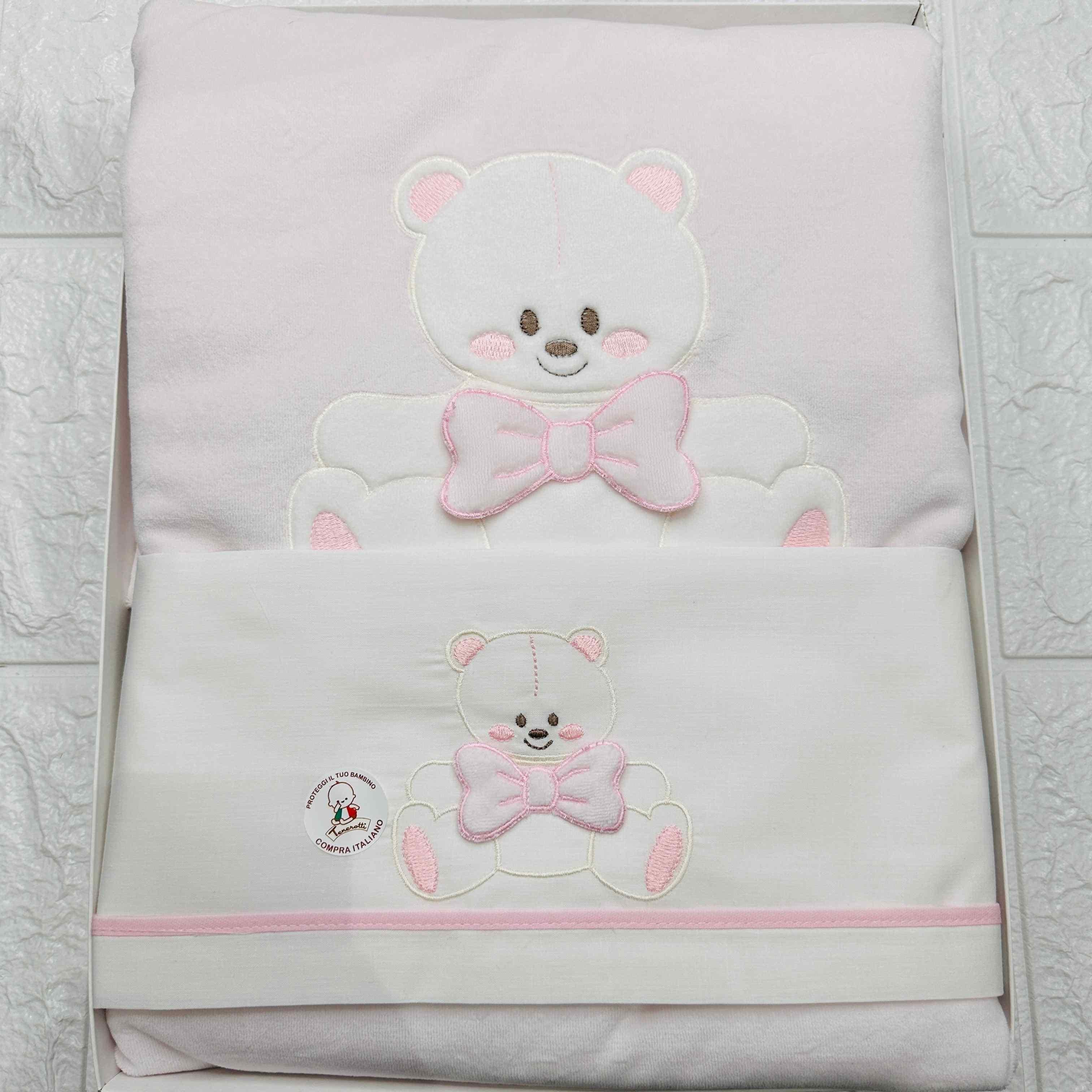 Set completo ciniglia Orso fiocco rosa 35411