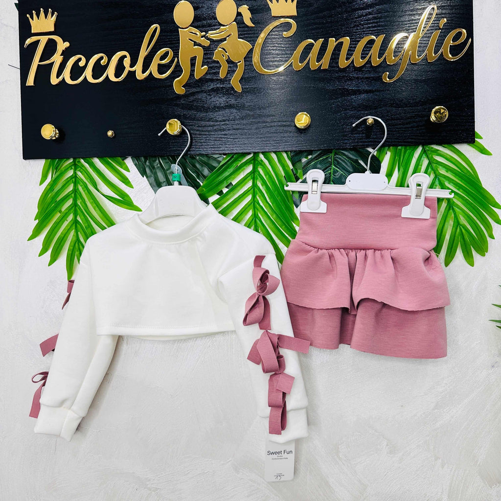 Completo fiocchetti  Rosa