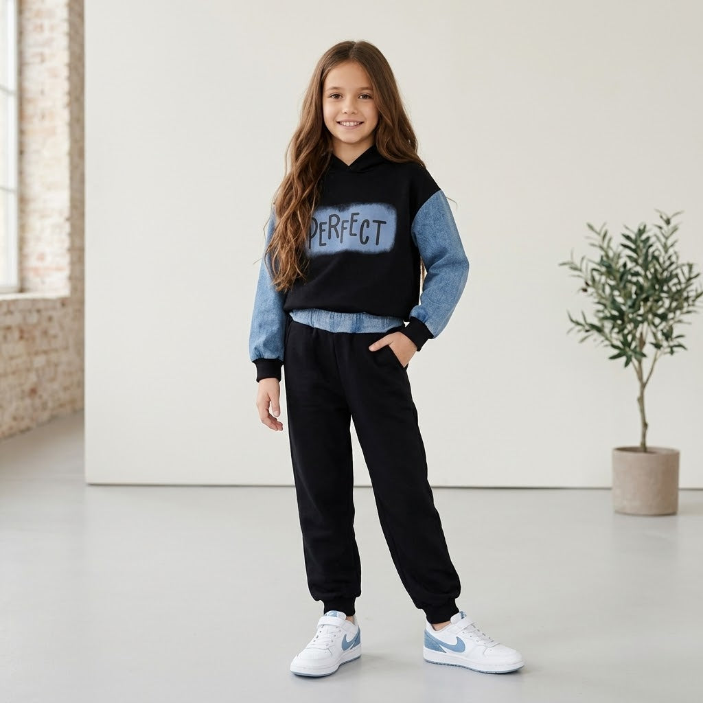 Tuta Perfect Misto Denim Nera B-E639
