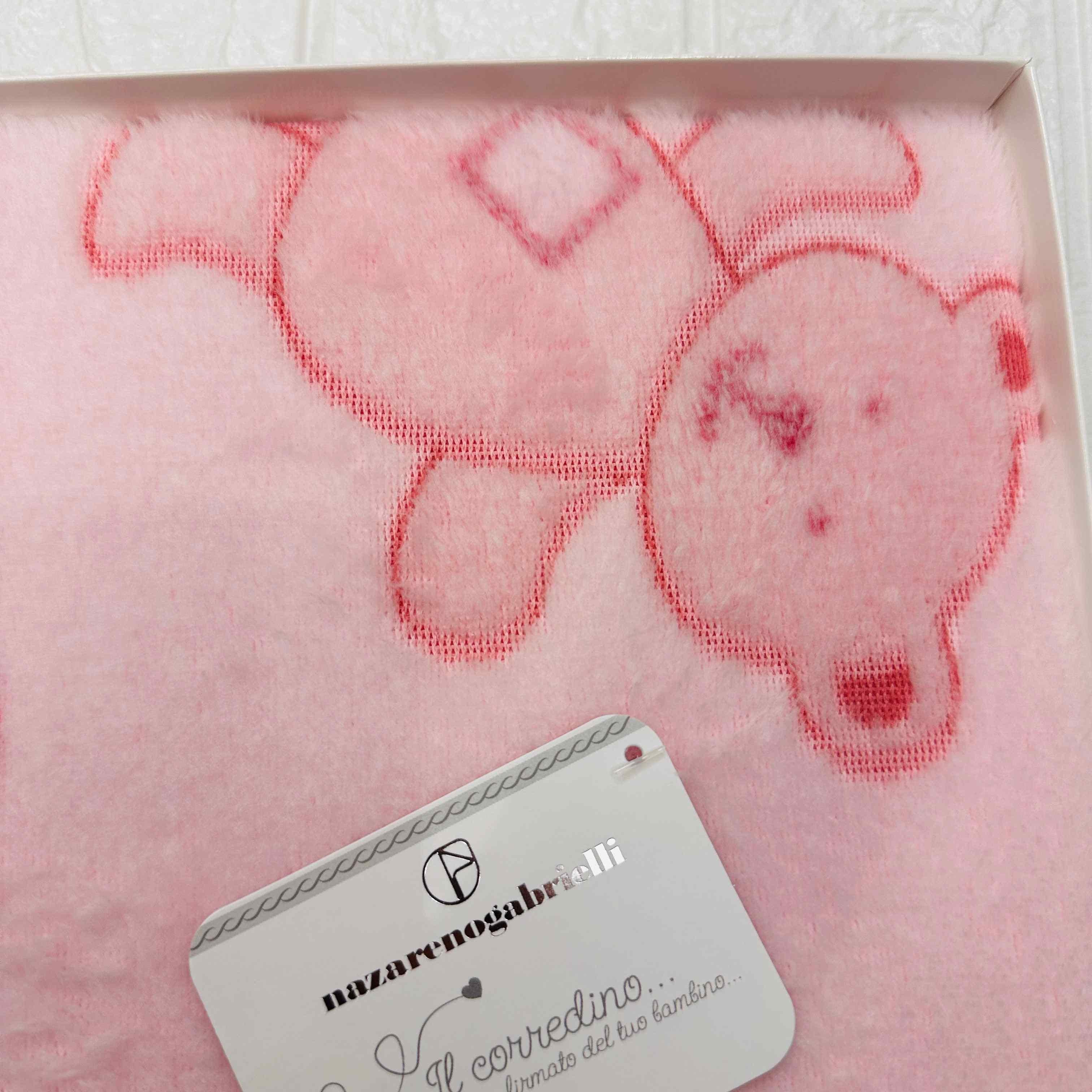 Coperta in pile Orso rosa