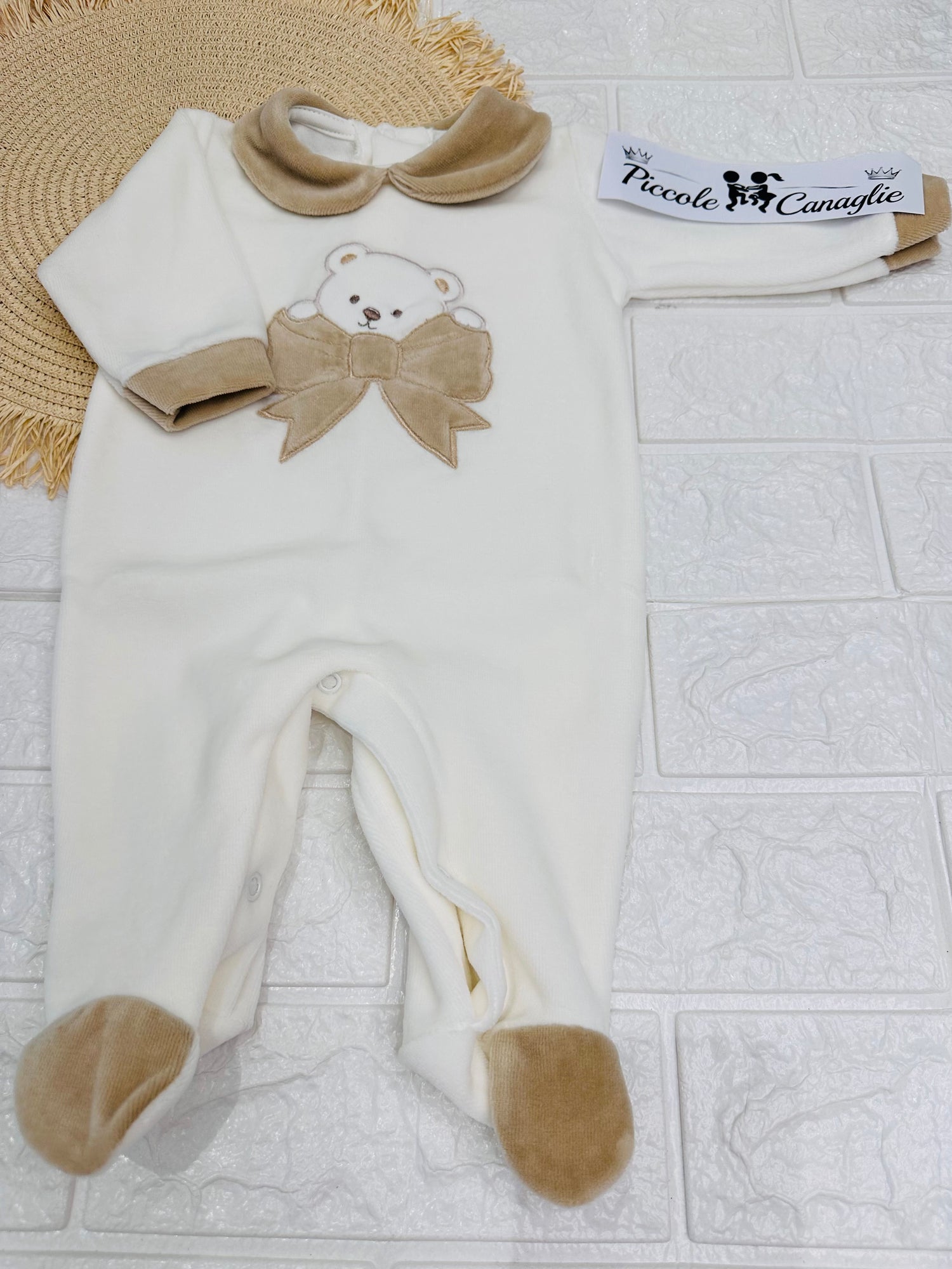 Tutina ciniglia orso fiocchettino beige 30511