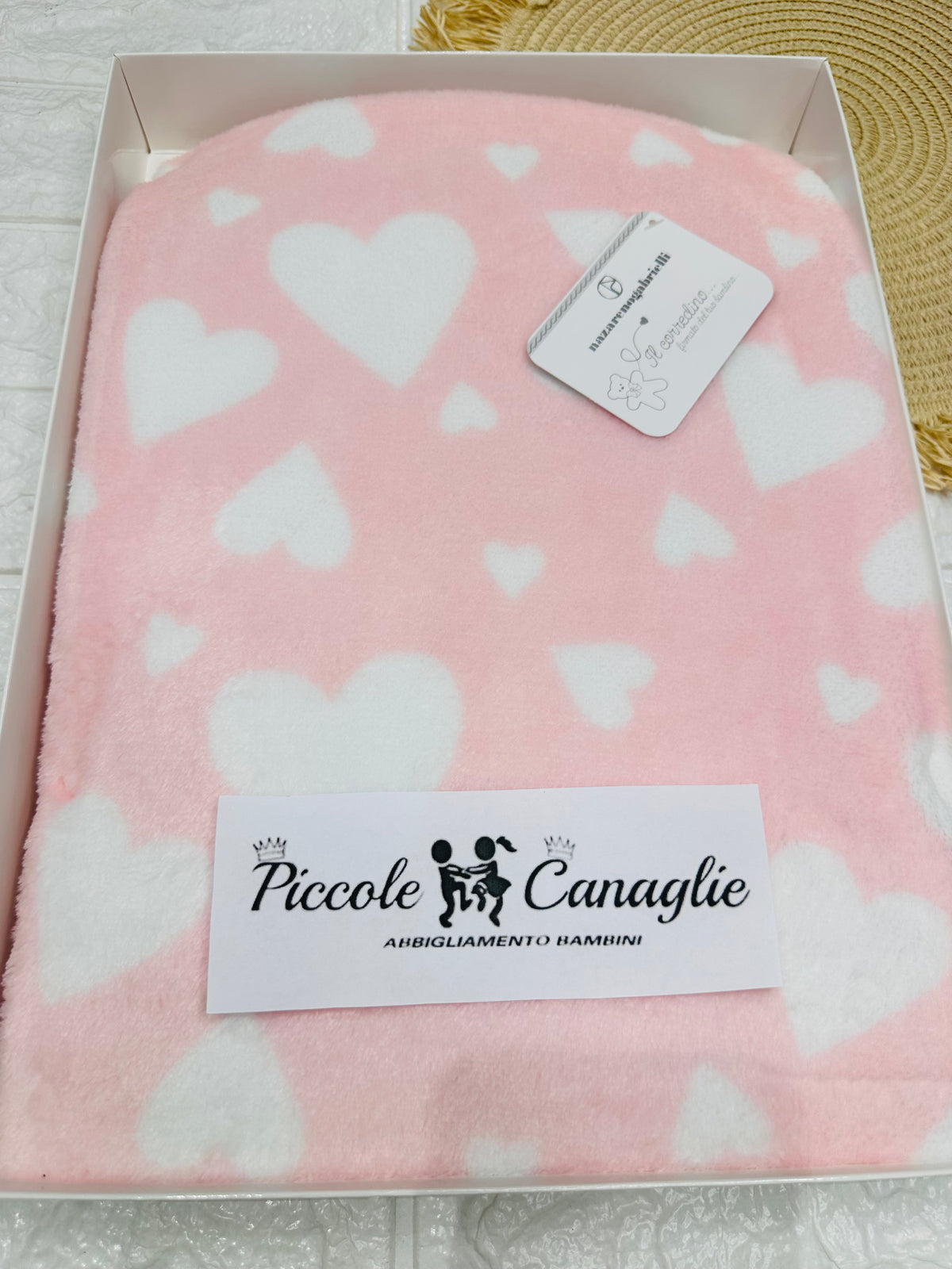Copertina In Pile Tema Cuoricini Dim 75x100cm Ng442 Rosa