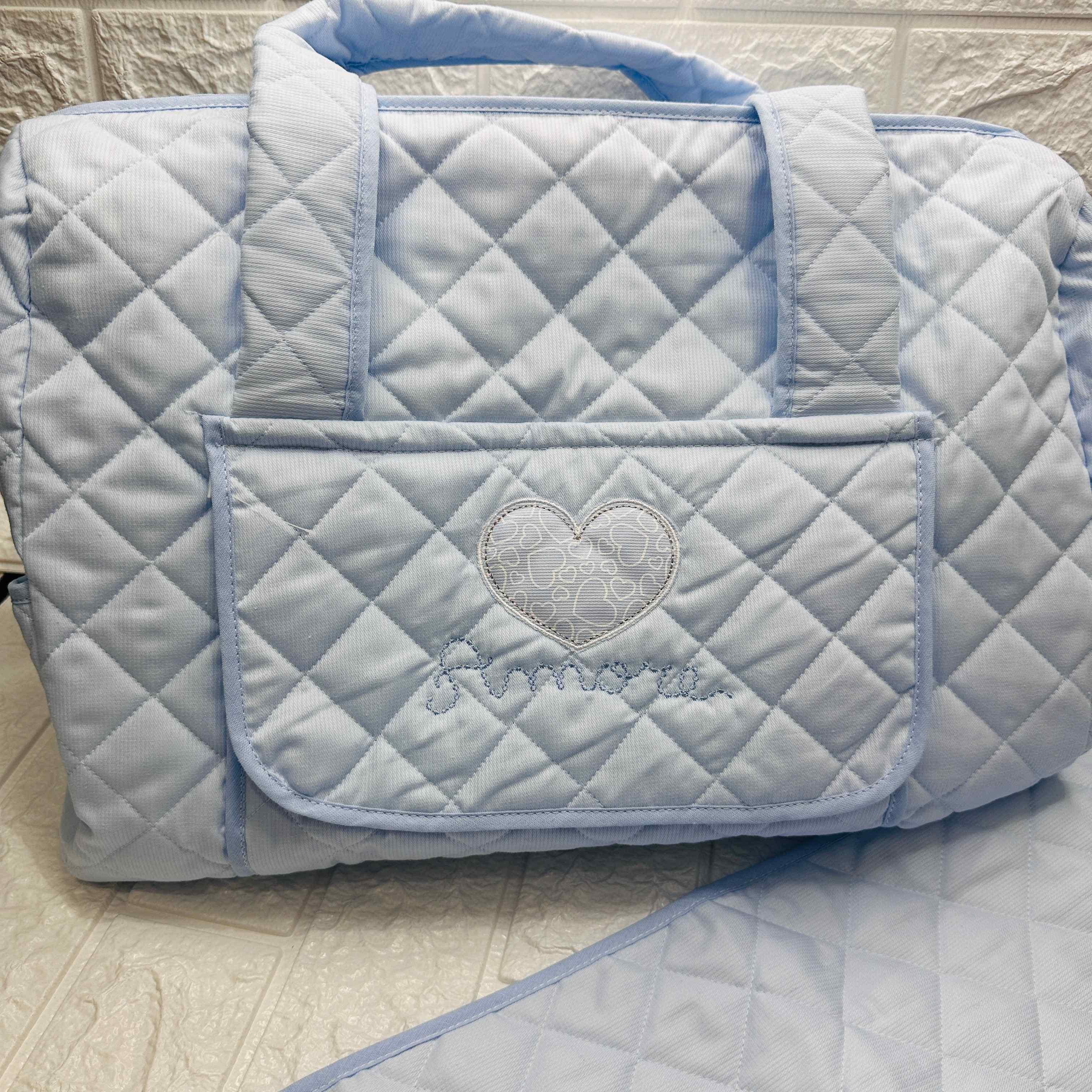 Borsa Nascita cuore celeste               dim 45x30x18