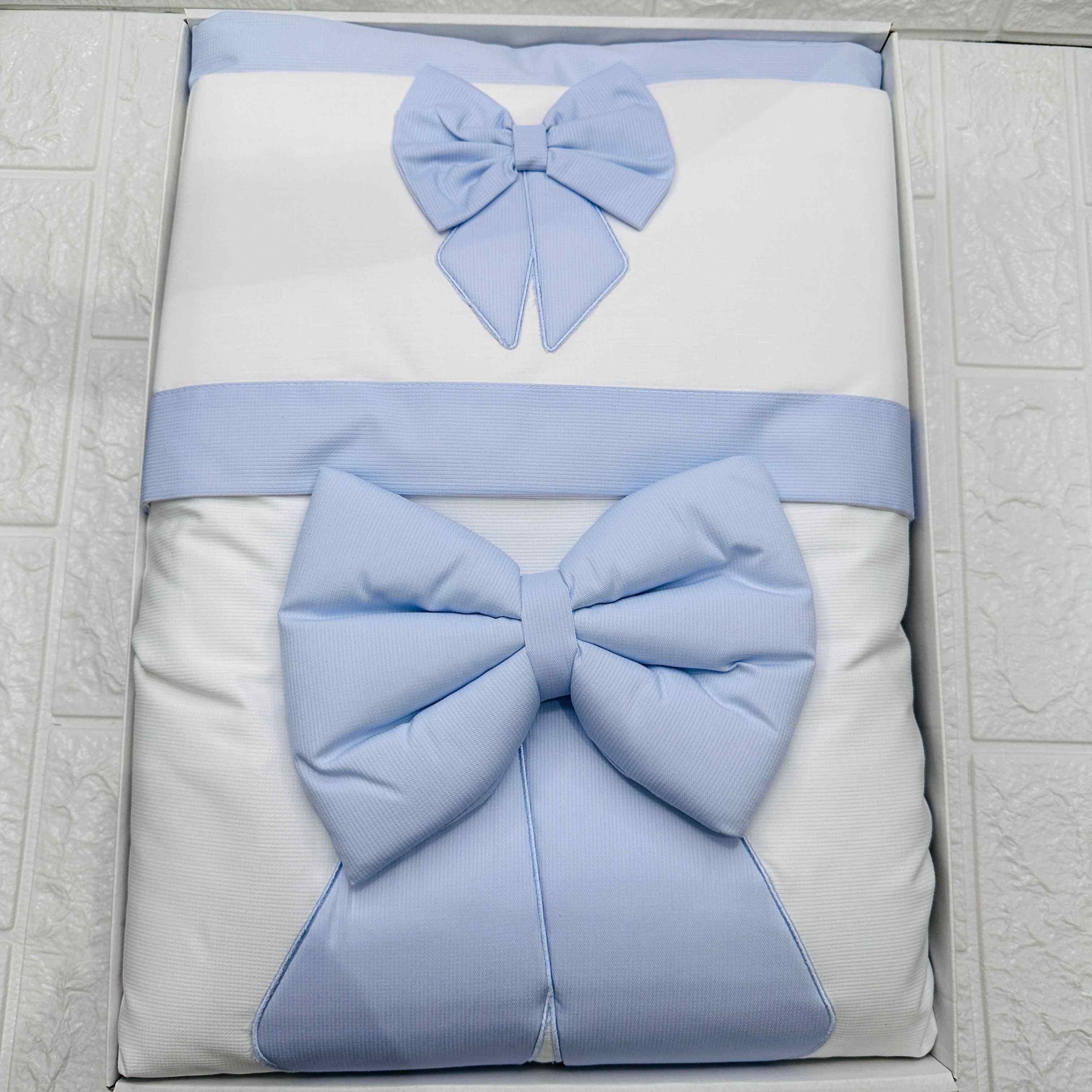 Set completo carrozzina fiocco Celeste