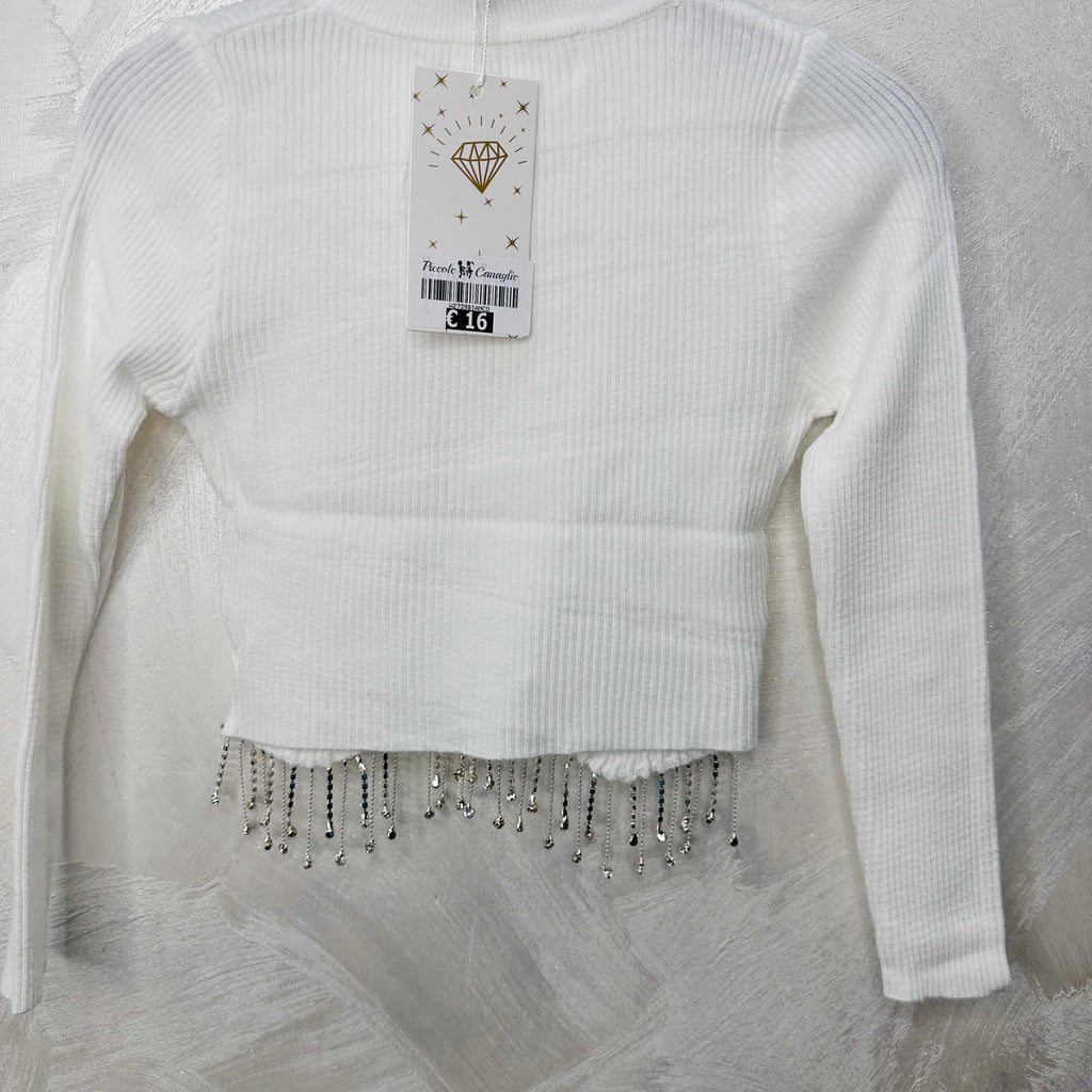 Maglioncino Bimba pendenti bianco