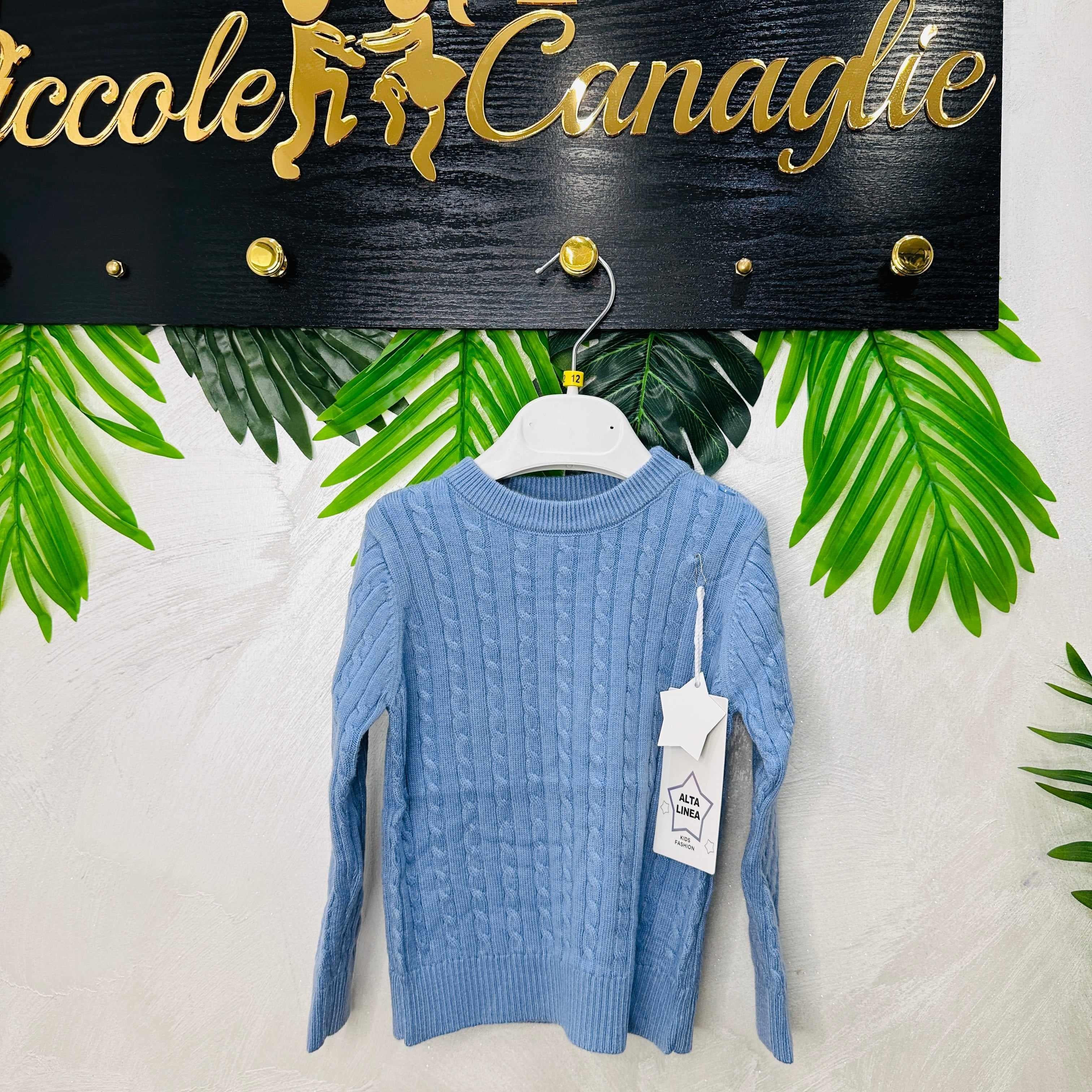 Maglioncino Treccia Celeste