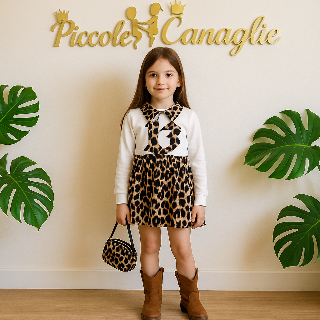 Completo bimba College Leopardato