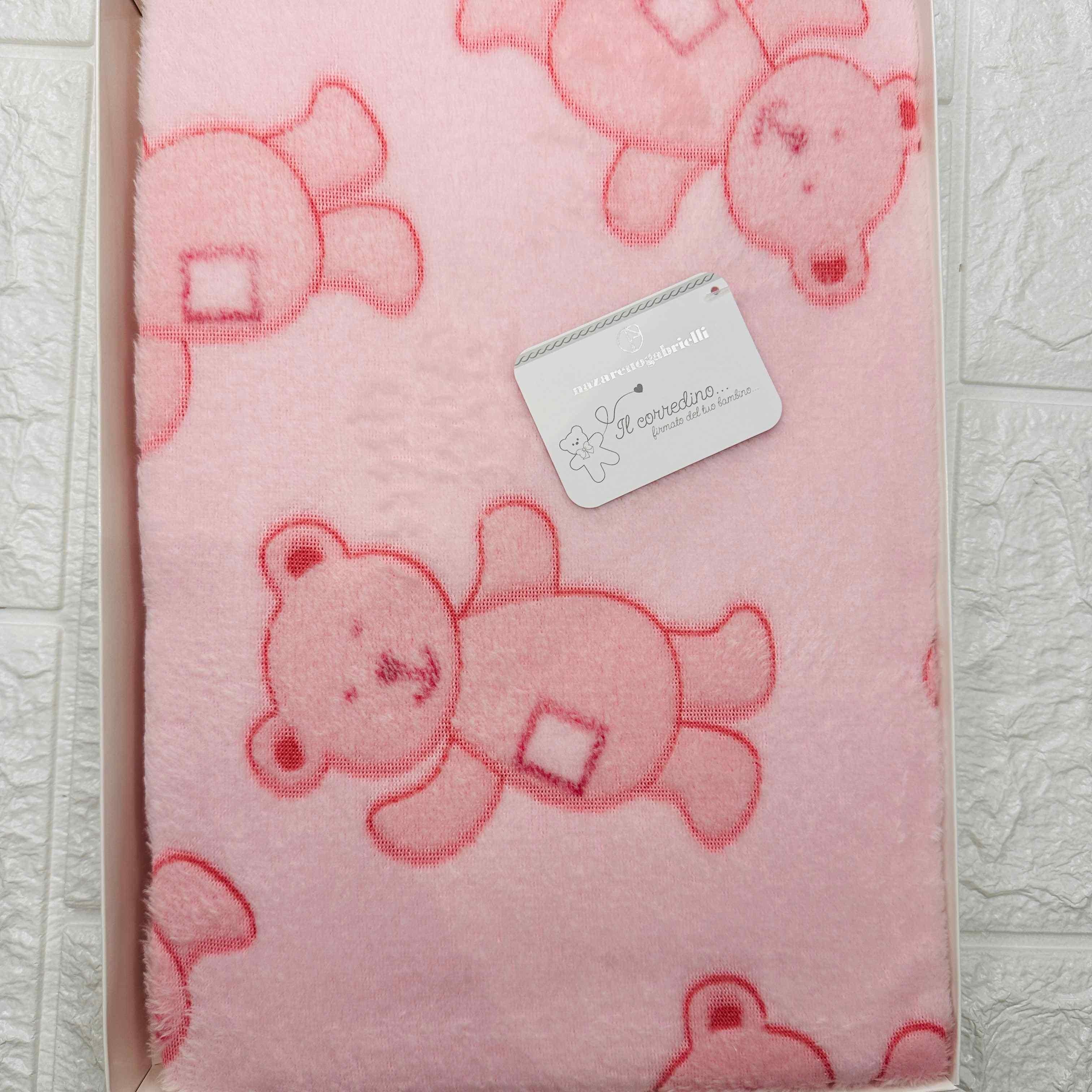 Coperta in pile Orso rosa