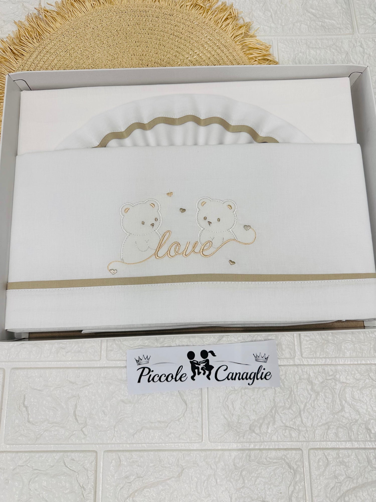 Set Lenzuola Culla beige Orsi love  Ll018174