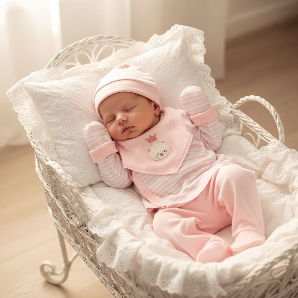 Set Tutina Caldo Cotone  + Cappello + Muffoline+ Bavetta  Rosa Orsettino Lj-3591 Dis 2