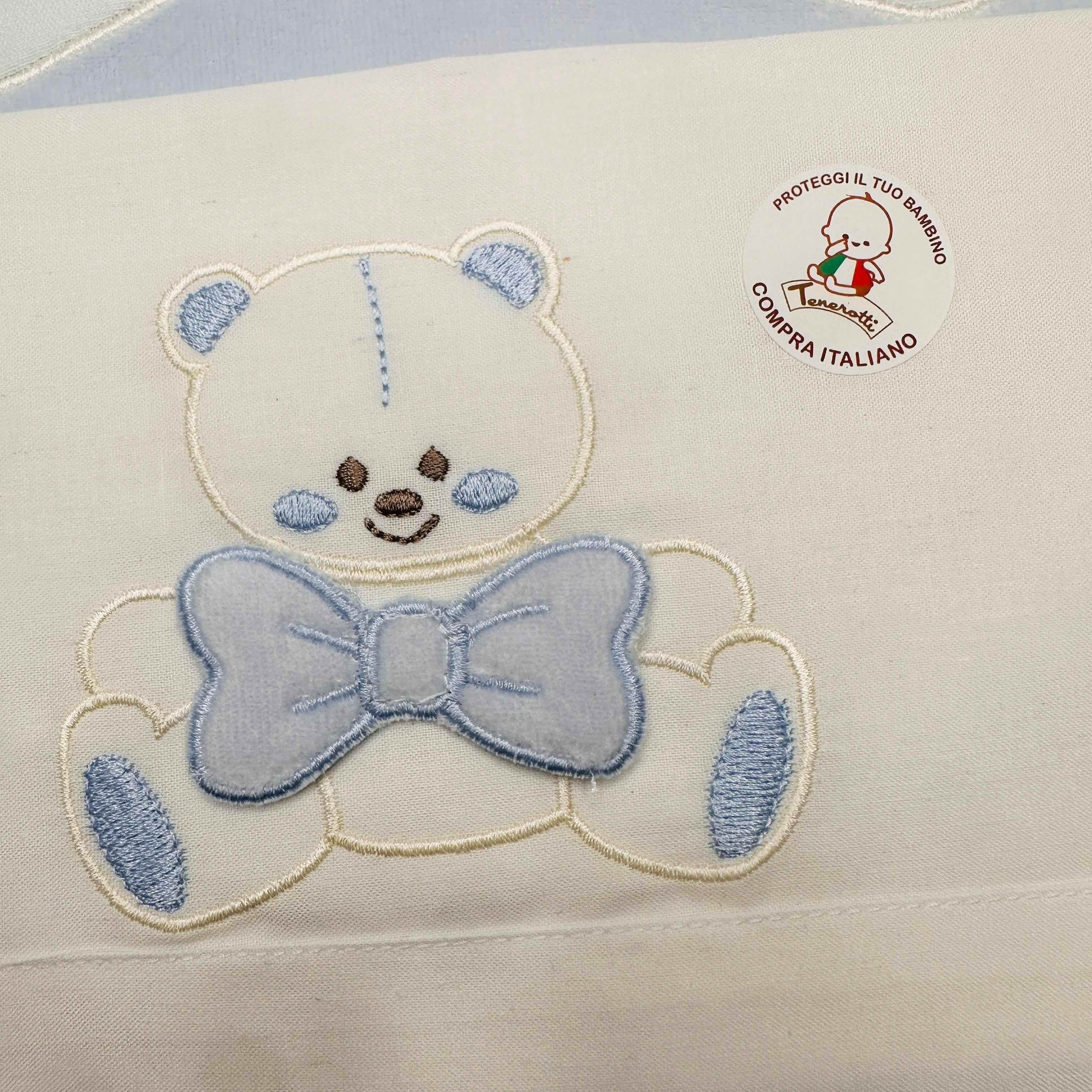 Set completo ciniglia carrozzina orso fiocco celeste