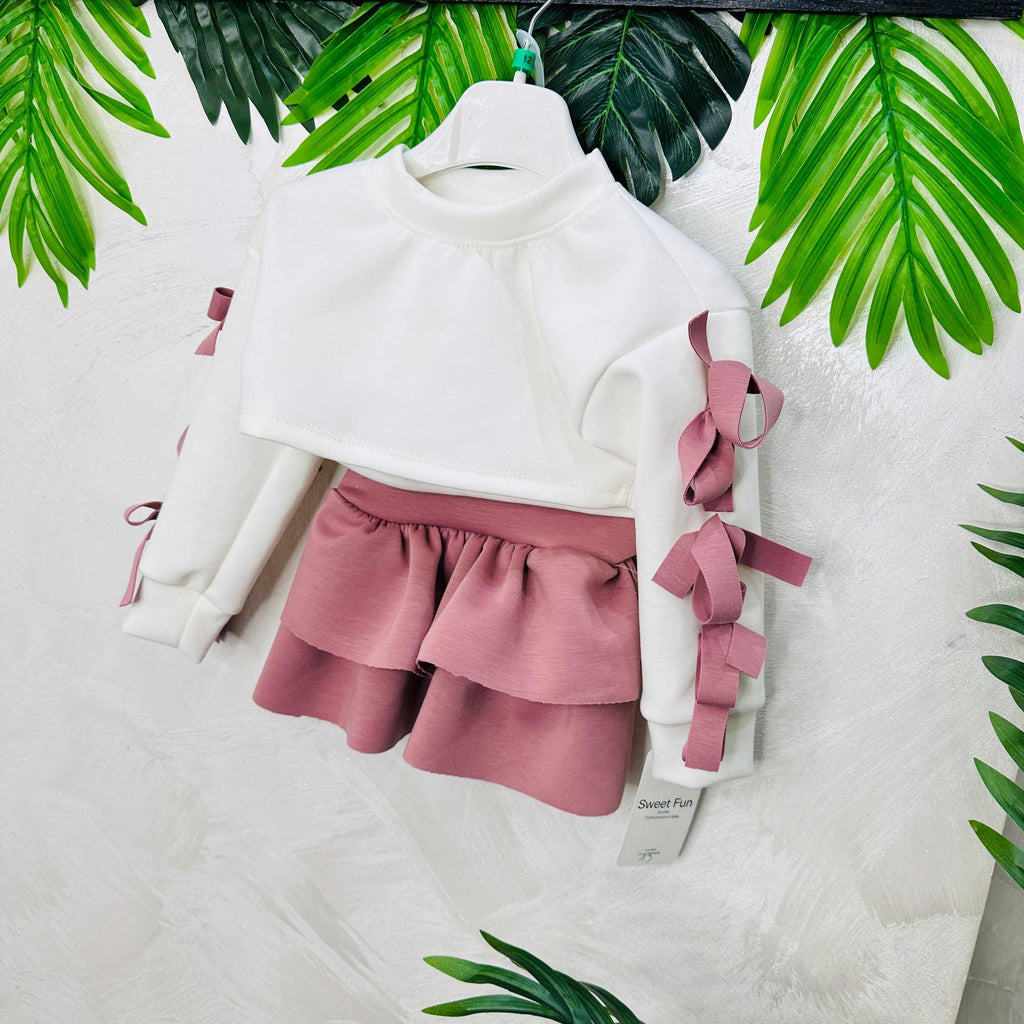 Completo fiocchetti  Rosa