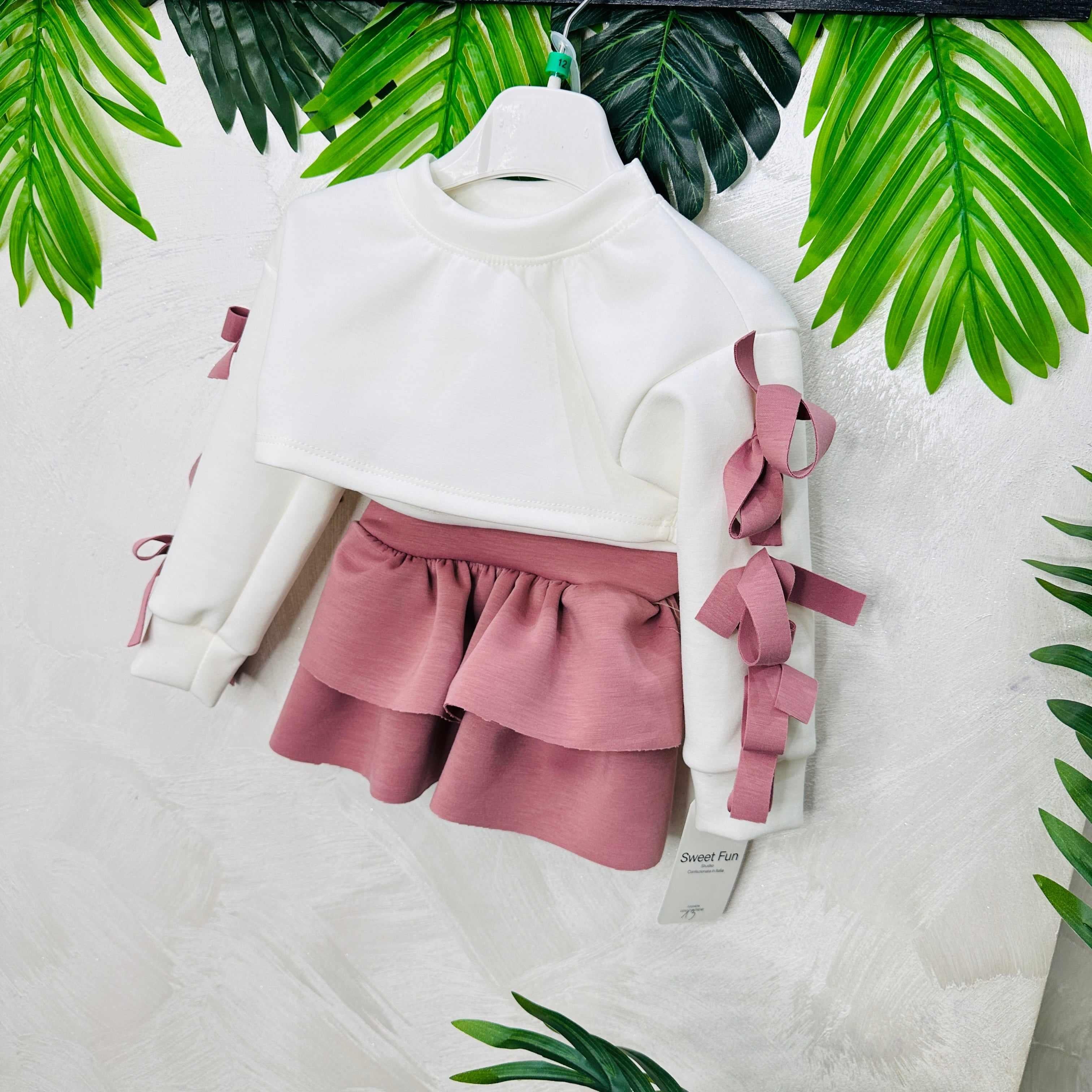 Completo fiocchetti  Rosa