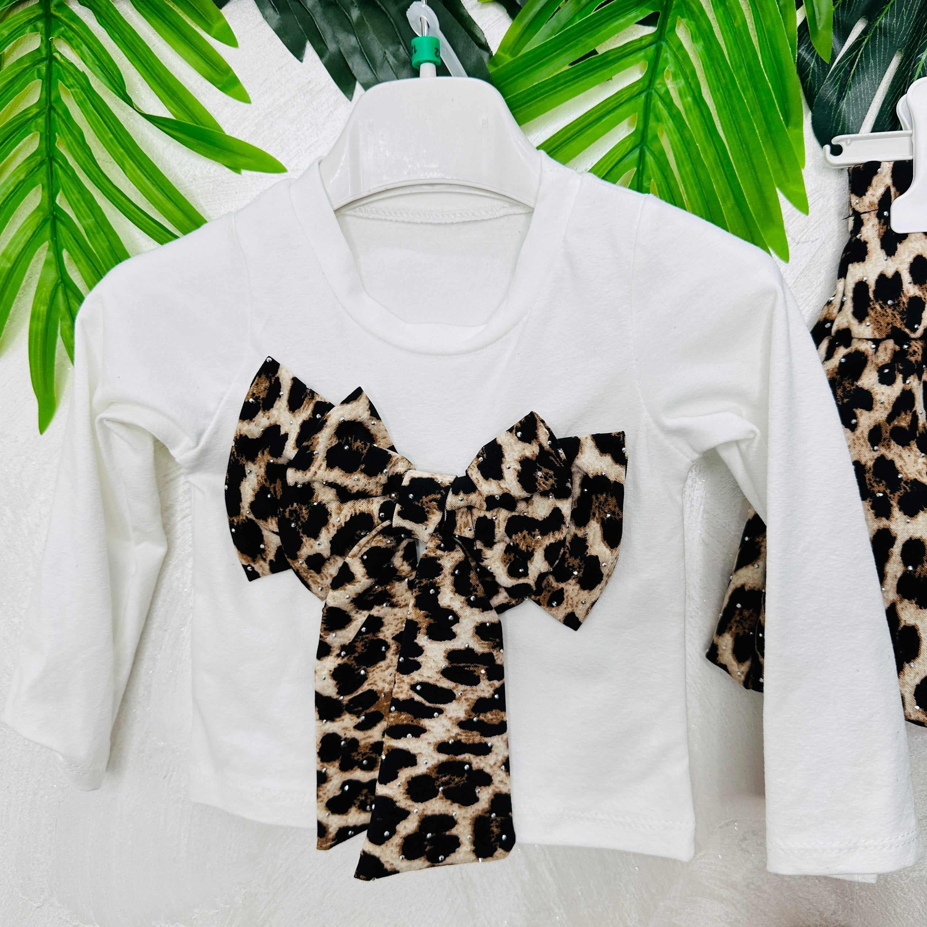 Completo Fiocco Leopardo Bianco