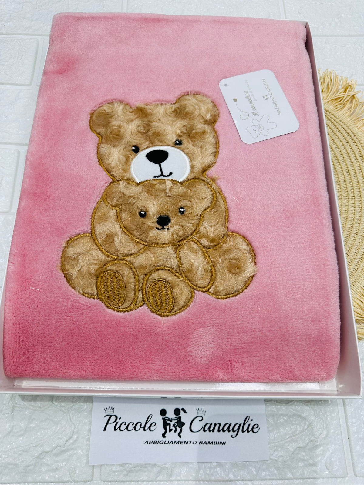 Copertina In Pile Orsetti  Nazareno Gabrielli Rosa Ng444 Dim 75x90cm