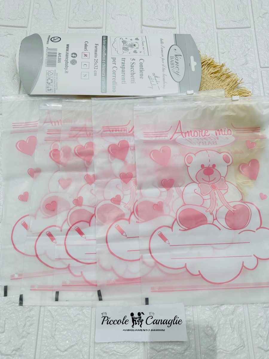 5 Sacchettini Primo Cambio Rosa - Piccole Canaglie - PC29448