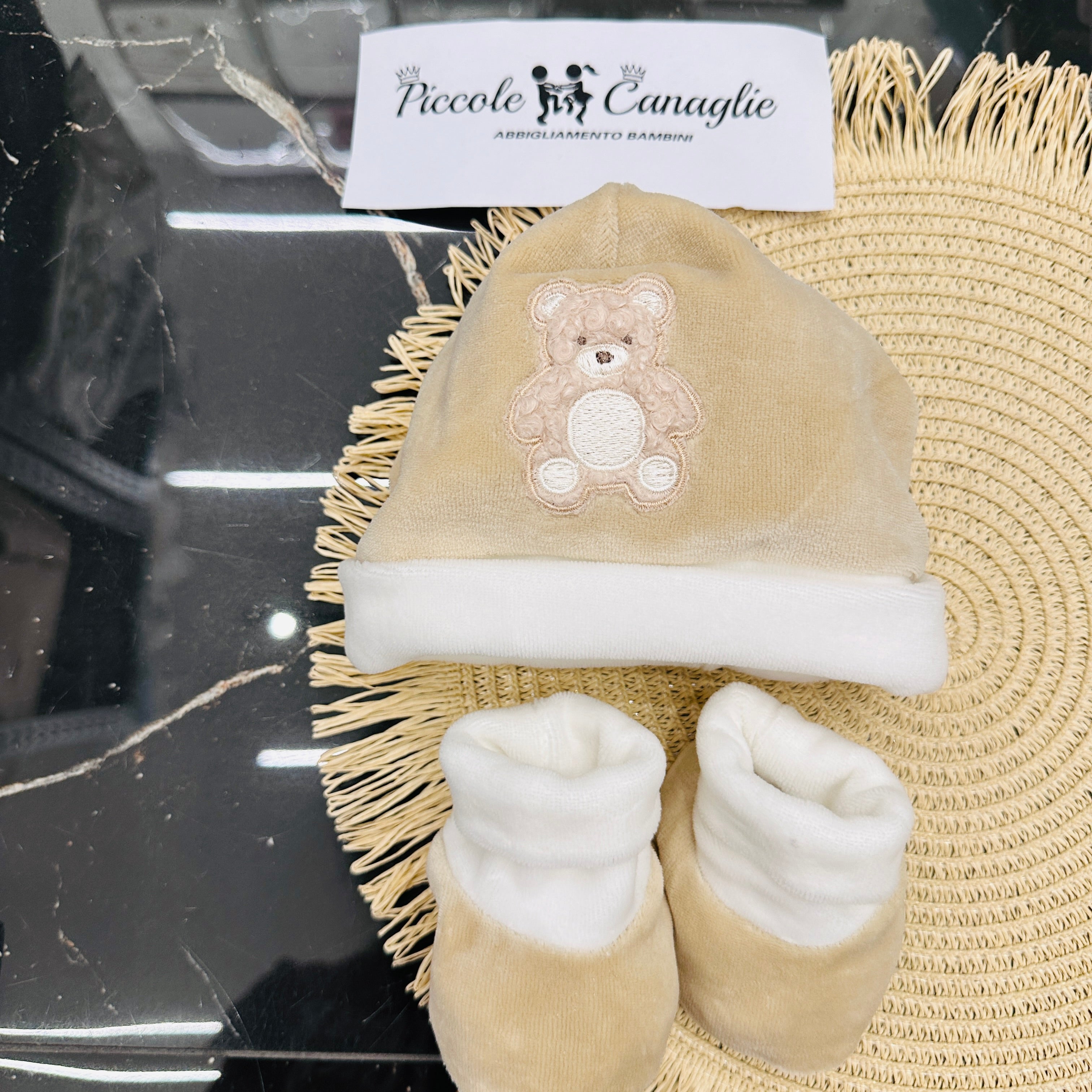Cappello + babbucce Ciniglia beige 44407