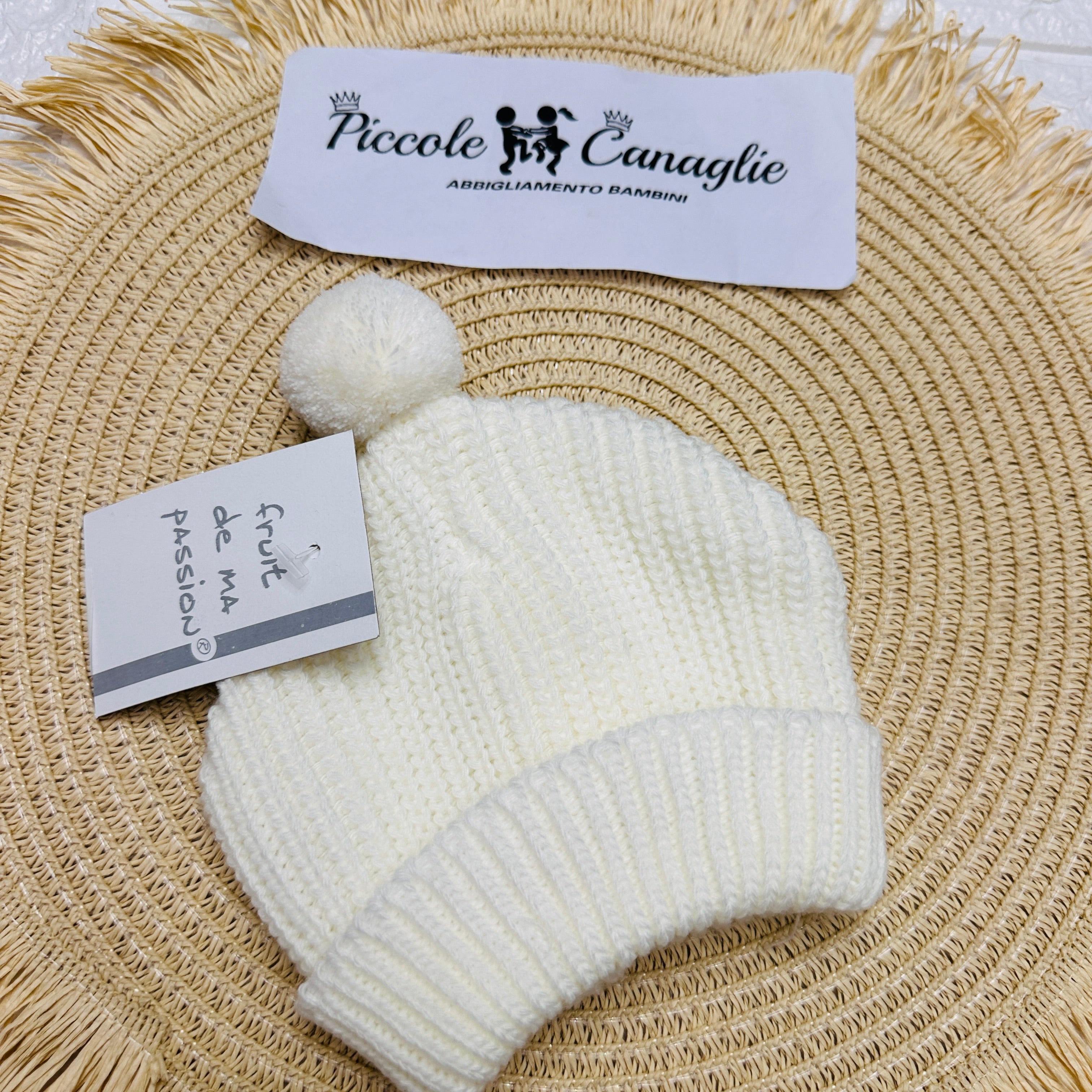 Cappellino PonPon bianco Taglia 0-6mesi