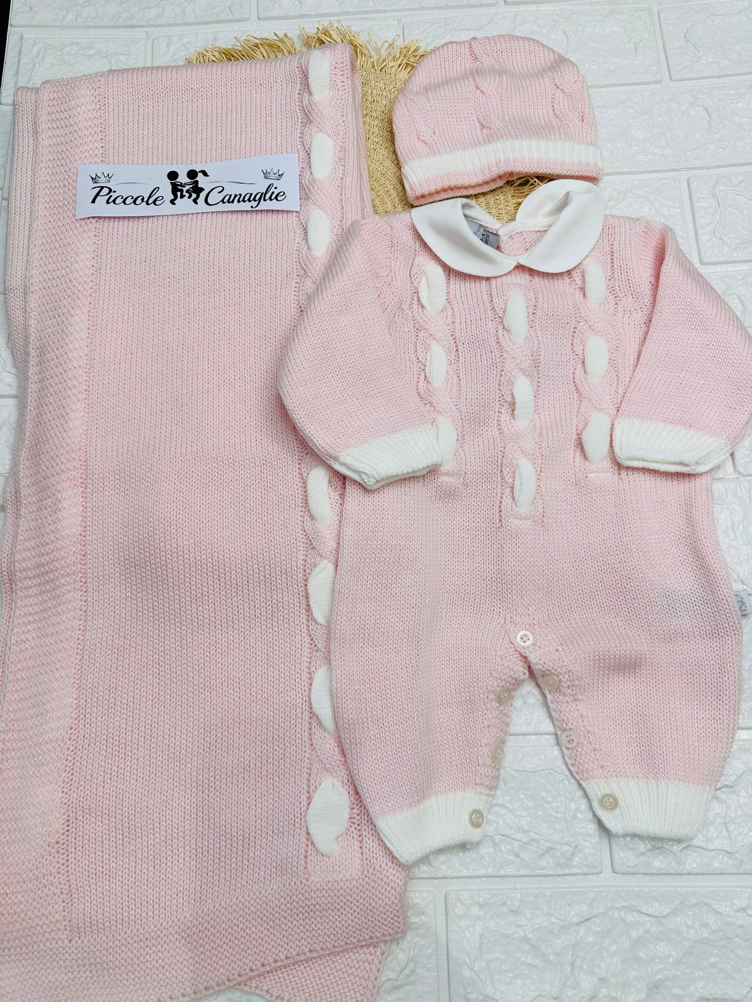 Set Nascita Nazareno Gabrielli treccia NG3488 Dis 12 rosa